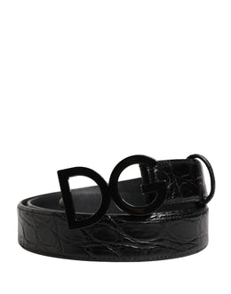 Dolce & Gabbana Herren Gürtel aus schwarzem exotischem Leder mit Logo-Schnalle