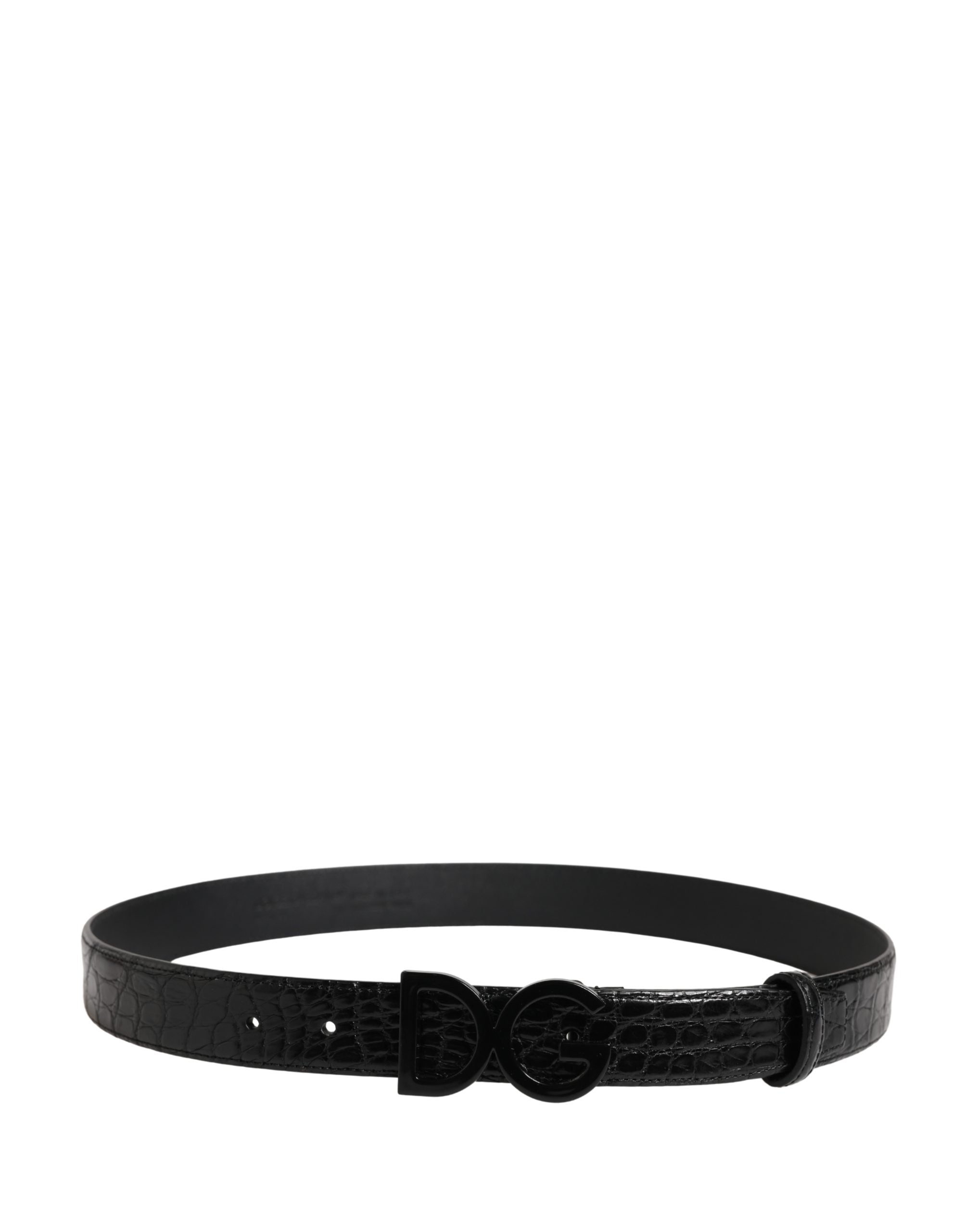Dolce & Gabbana Herren Gürtel aus schwarzem exotischem Leder mit Logo-Schnalle