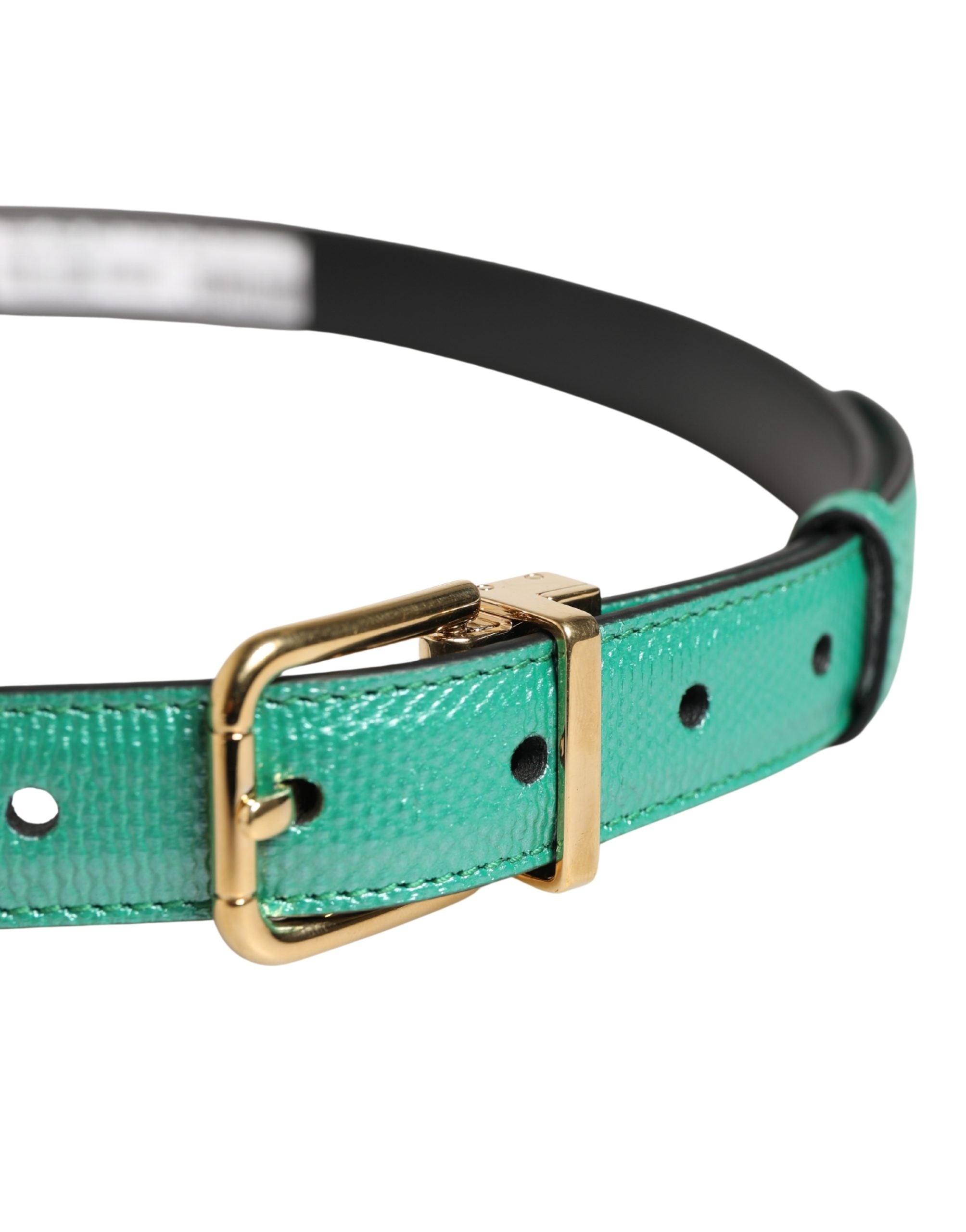 Dolce & Gabbana Herren Gürtel aus grünem Leder mit klassischer Metallschnalle