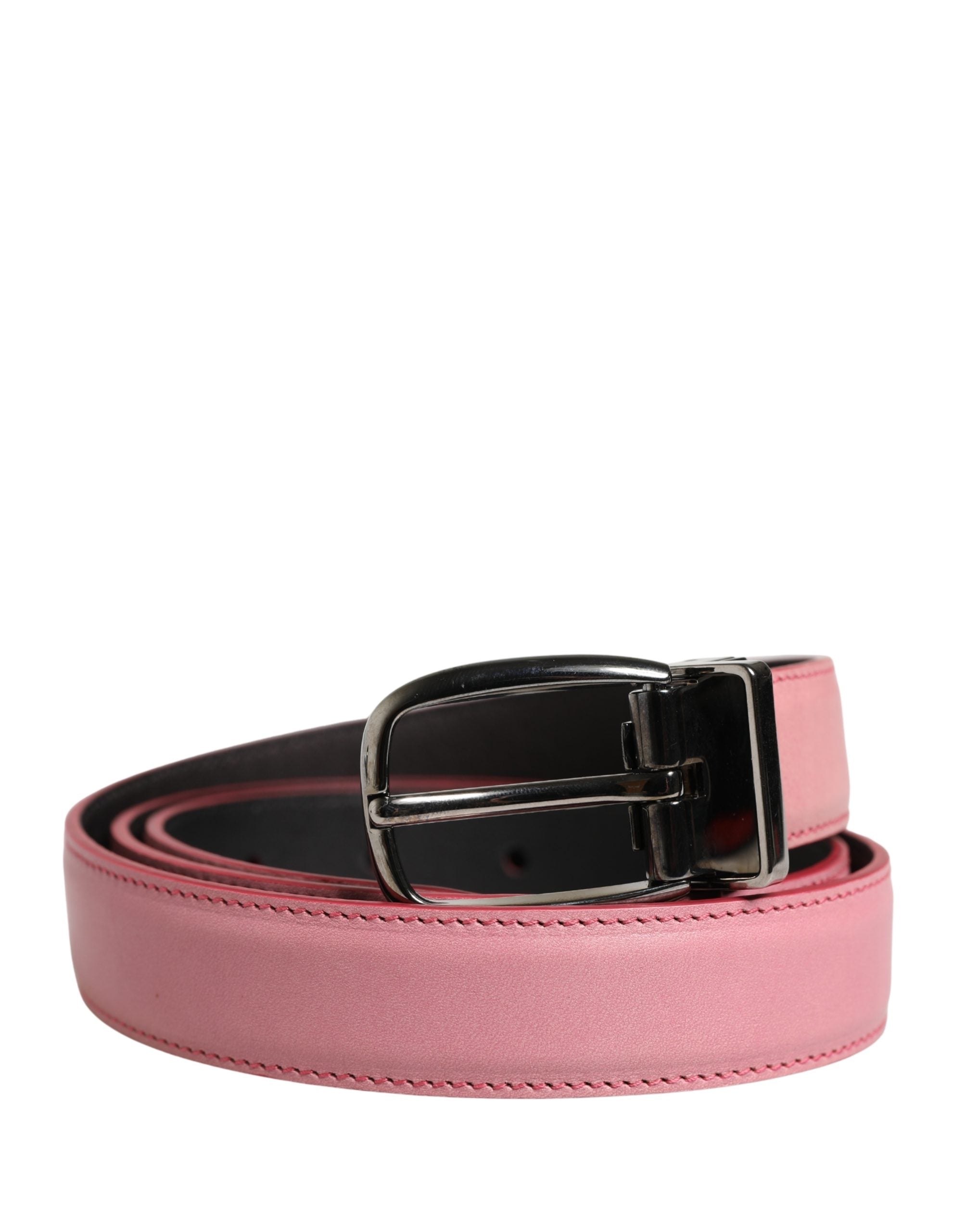 Dolce & Gabbana Herren Pink Klassischer Ledergürtel mit Metallschnalle
