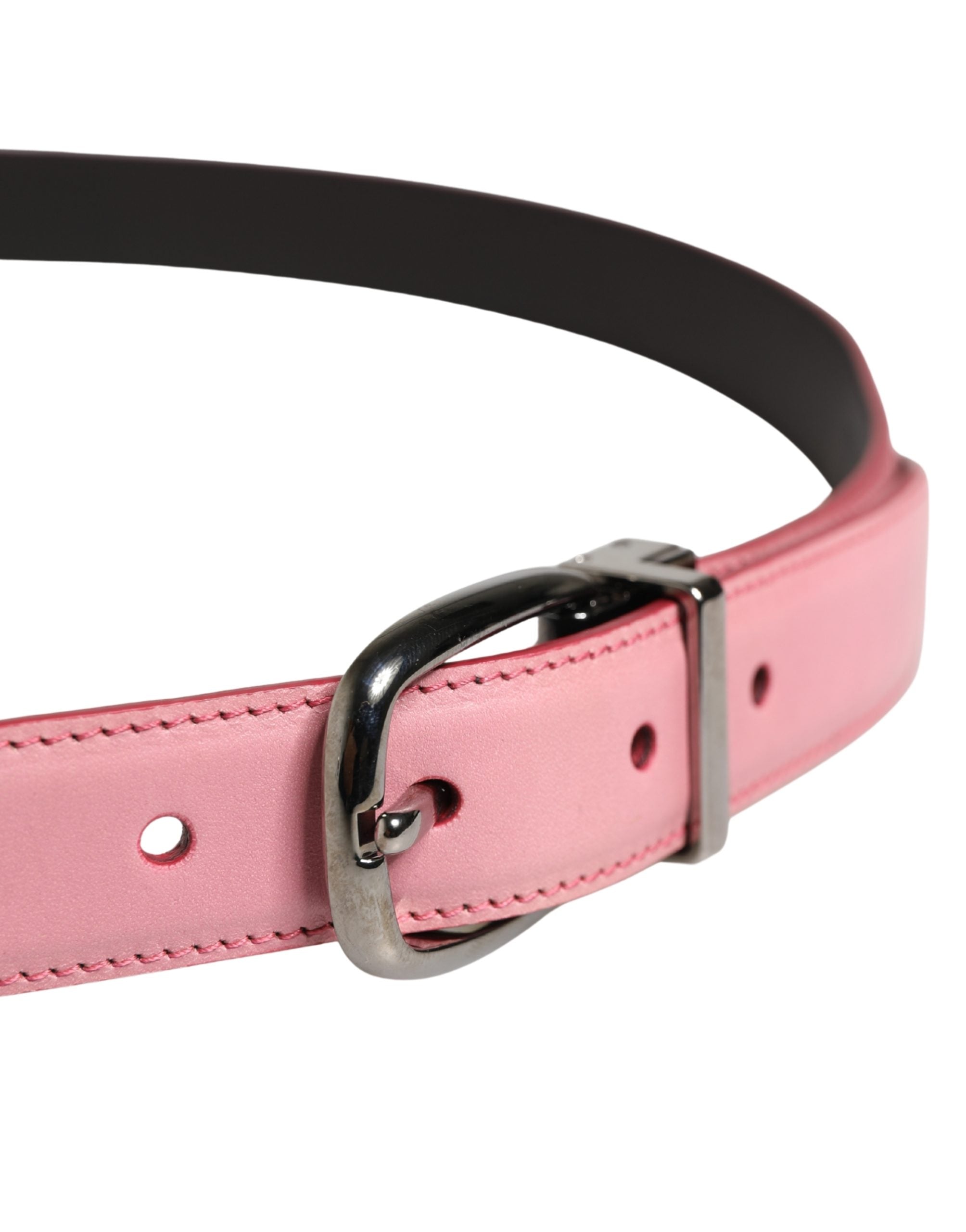 Dolce & Gabbana Herren Pink Klassischer Ledergürtel mit Metallschnalle
