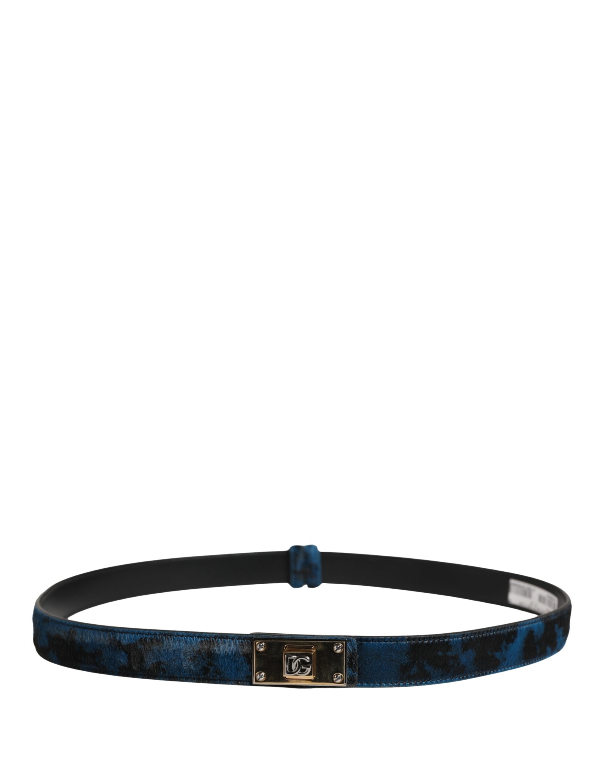 Dolce & Gabbana Herren Gürtel aus blauem Kalbsleder mit Logo und Metallschnalle