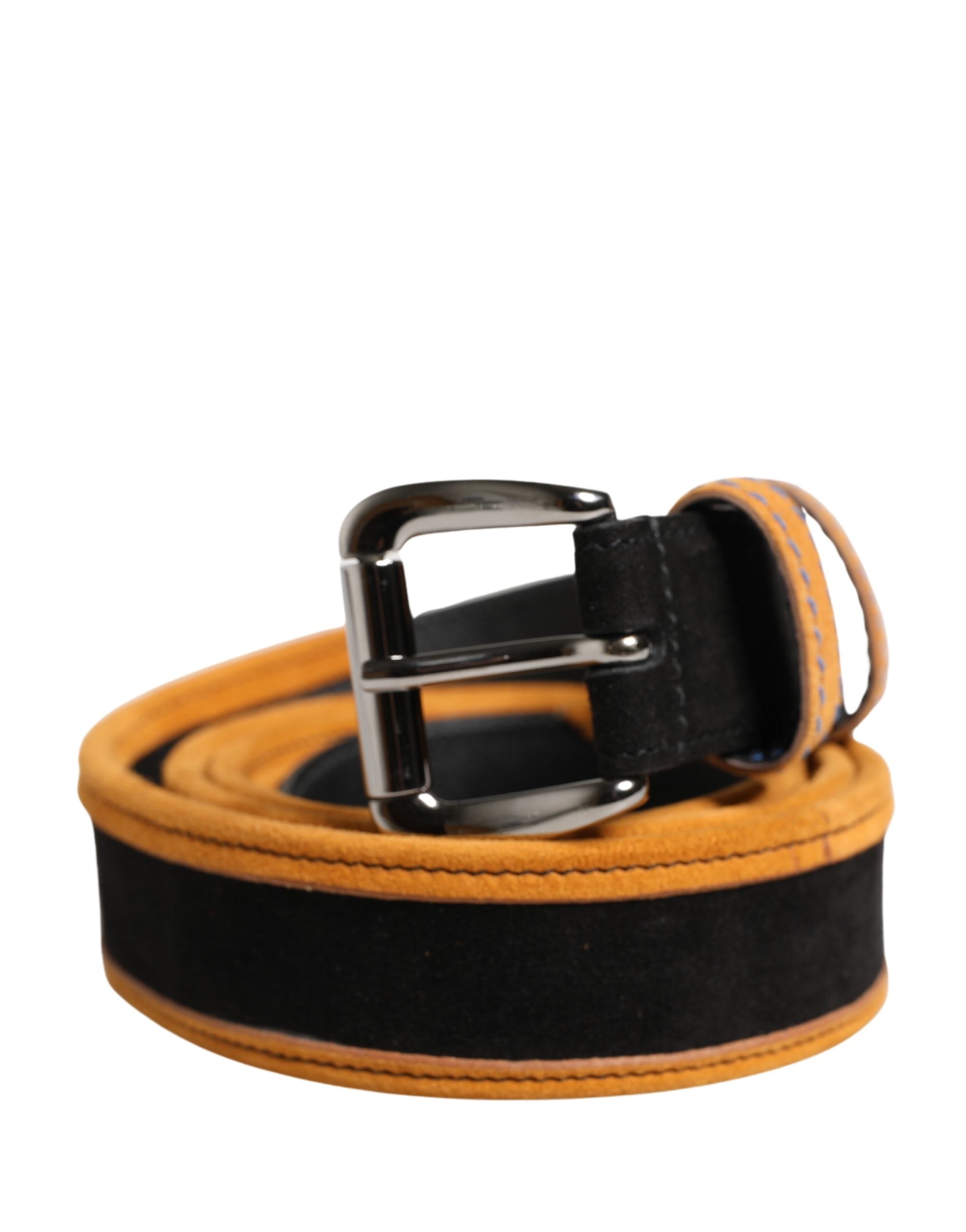 Dolce & Gabbana Herren Gürtel Schwarz Orange Polyester Metallschnalle