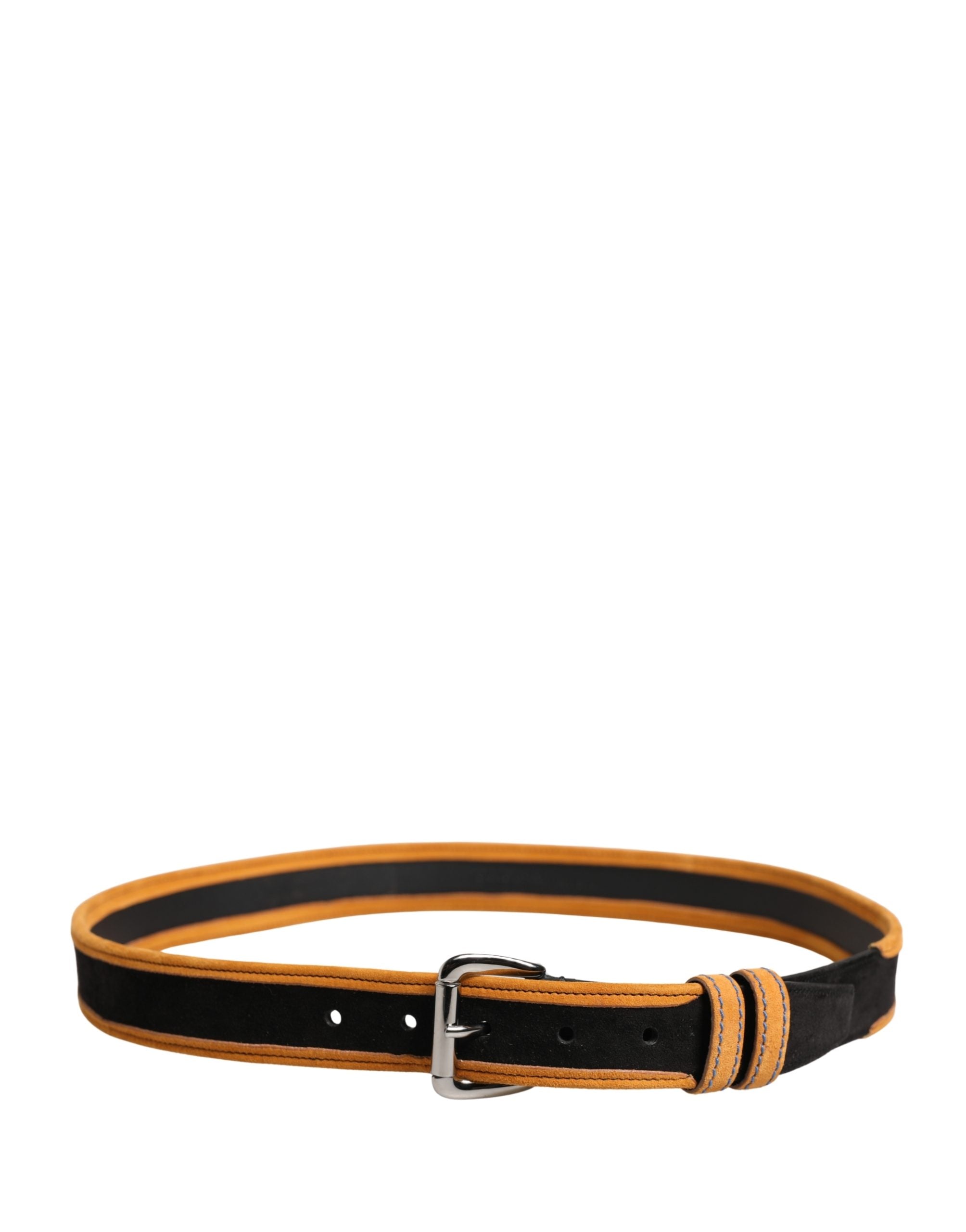 Dolce & Gabbana Herren Gürtel Schwarz Orange Polyester Metallschnalle