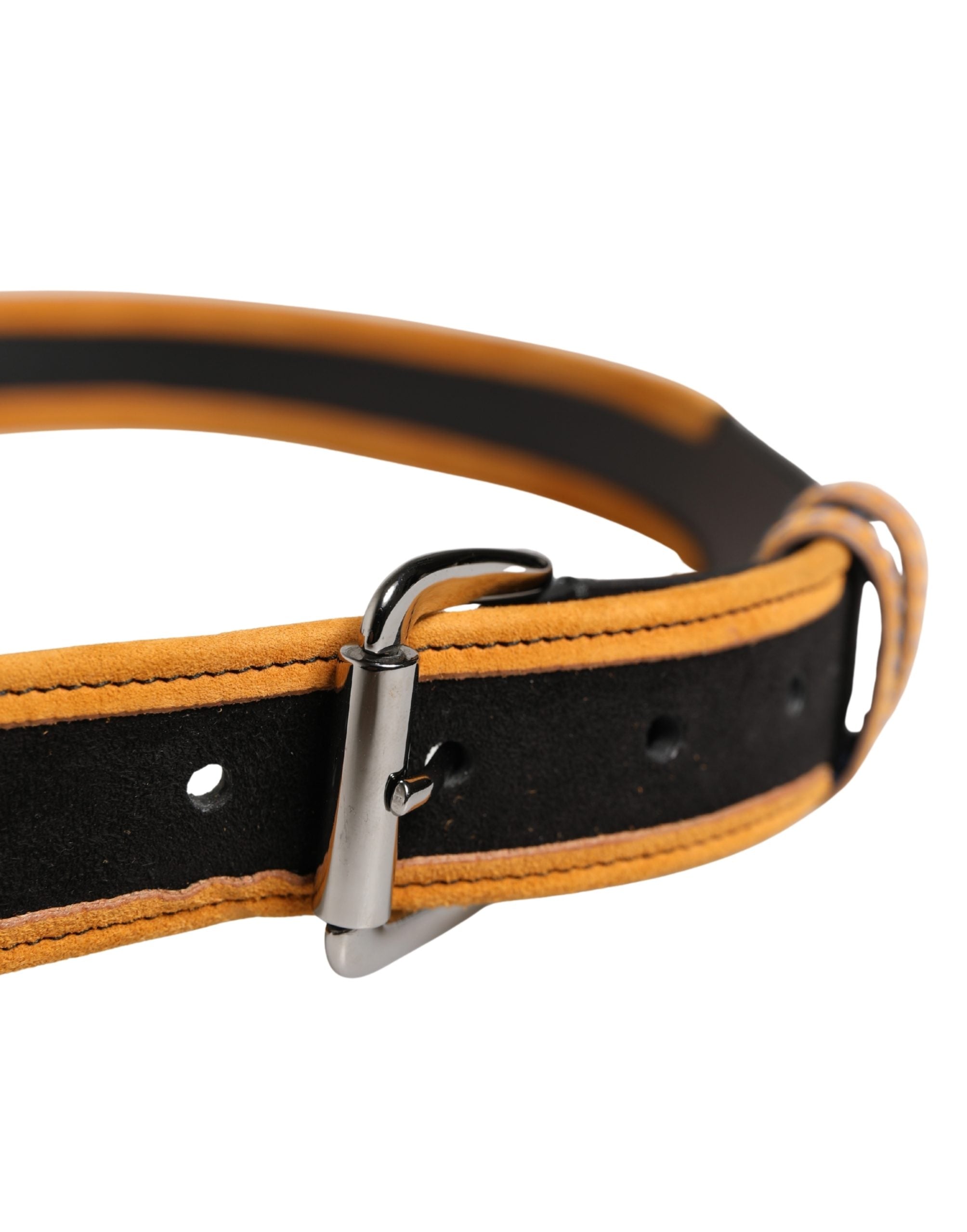 Dolce & Gabbana Herren Gürtel Schwarz Orange Polyester Metallschnalle
