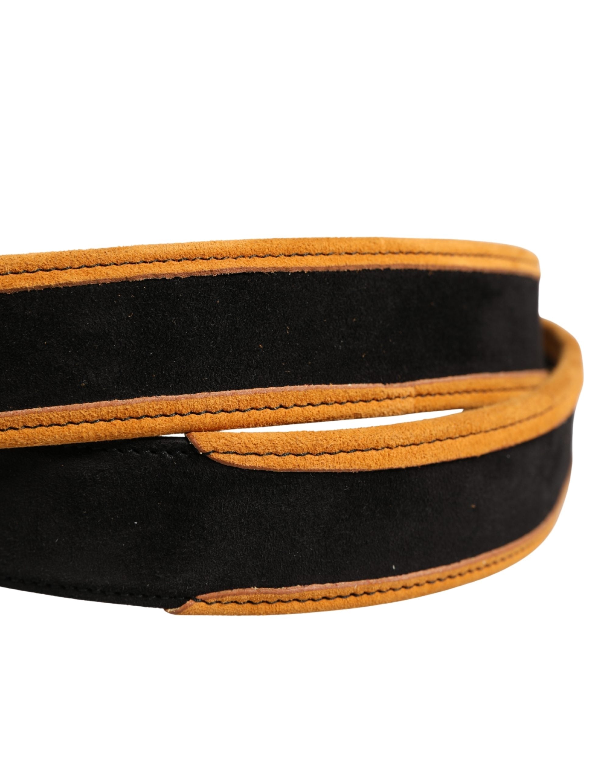 Dolce & Gabbana Herren Gürtel Schwarz Orange Polyester Metallschnalle
