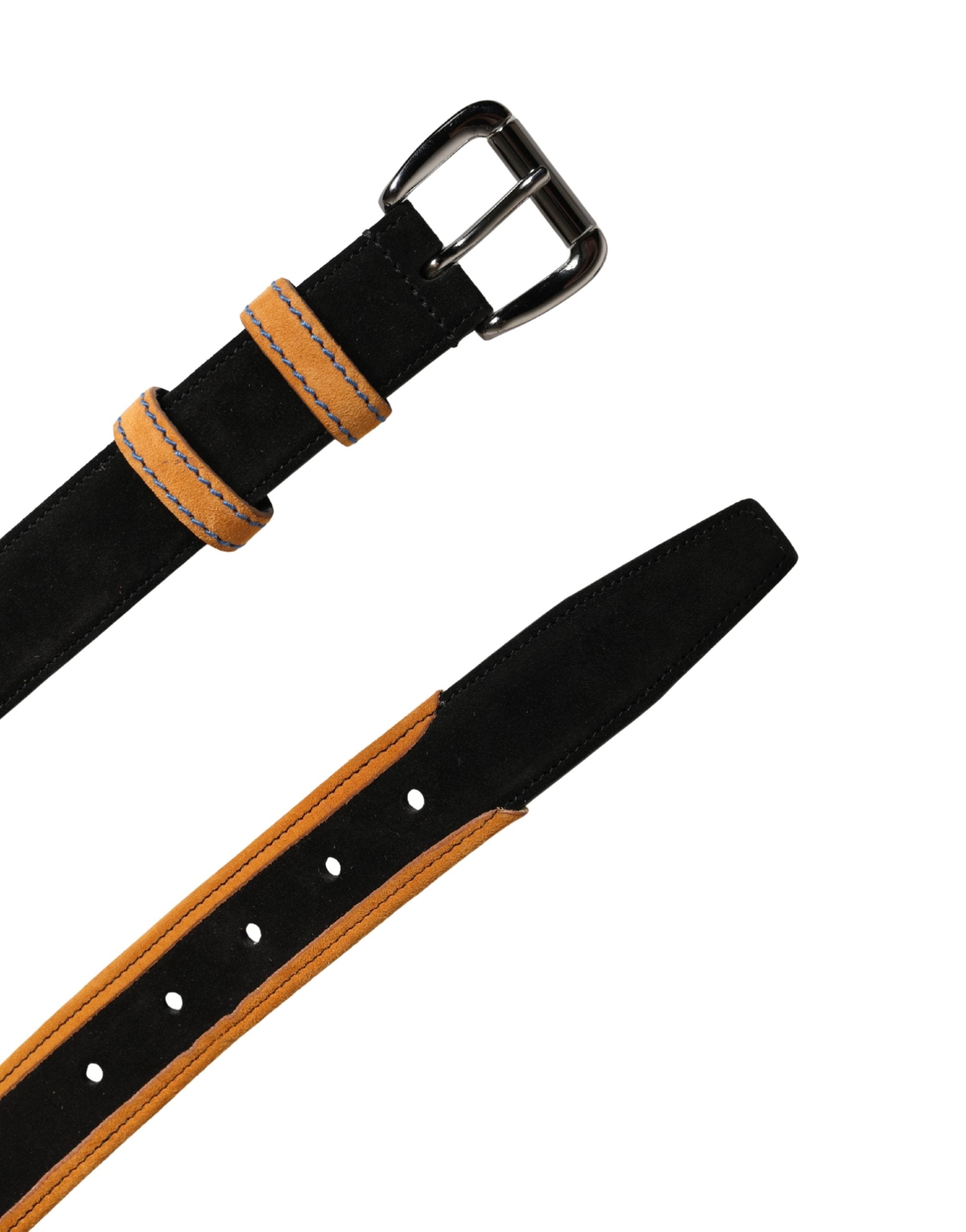 Dolce & Gabbana Herren Gürtel Schwarz Orange Polyester Metallschnalle