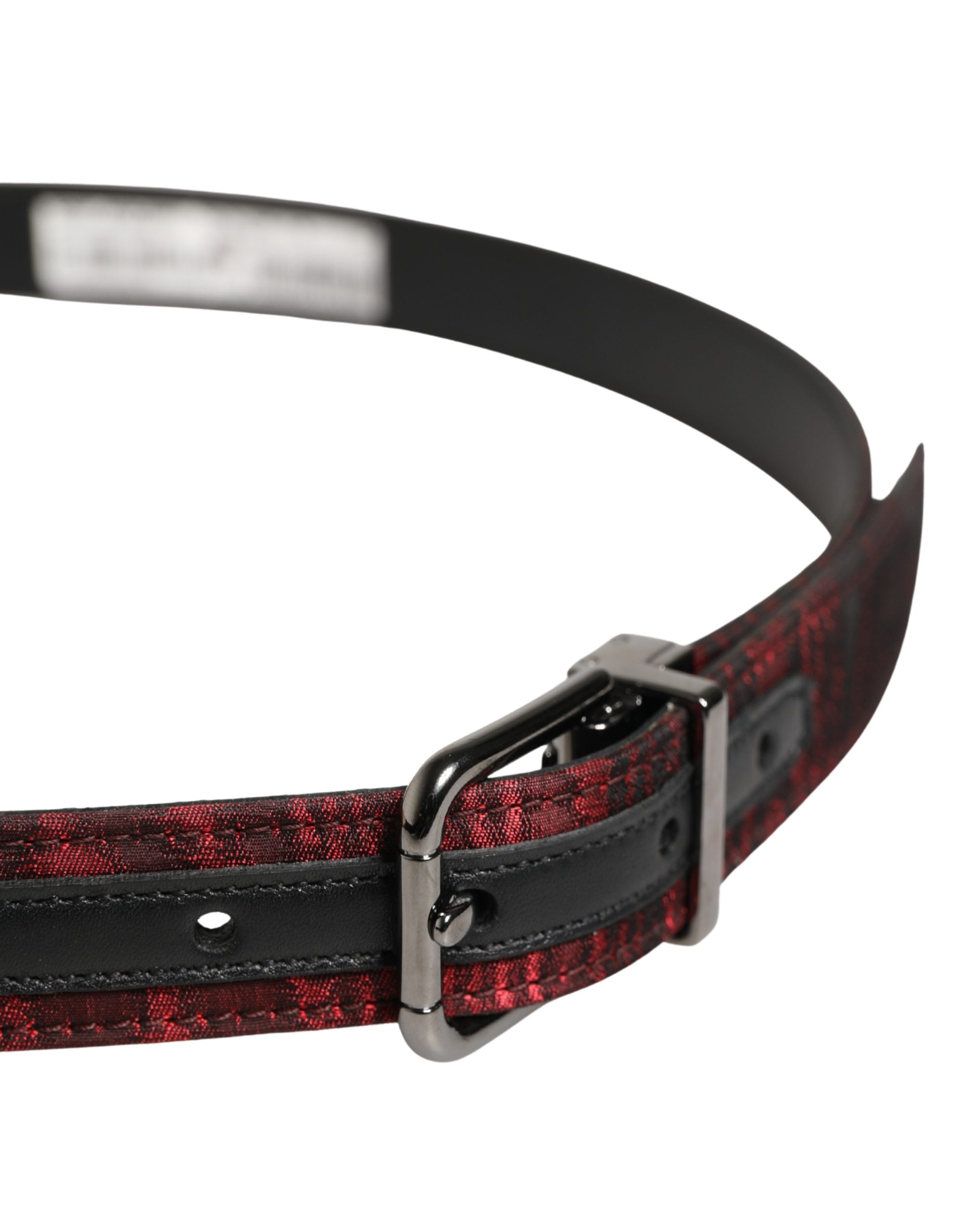 Dolce & Gabbana Herren Gürtel aus rotem Jacquard-Acetat mit Metallschnalle