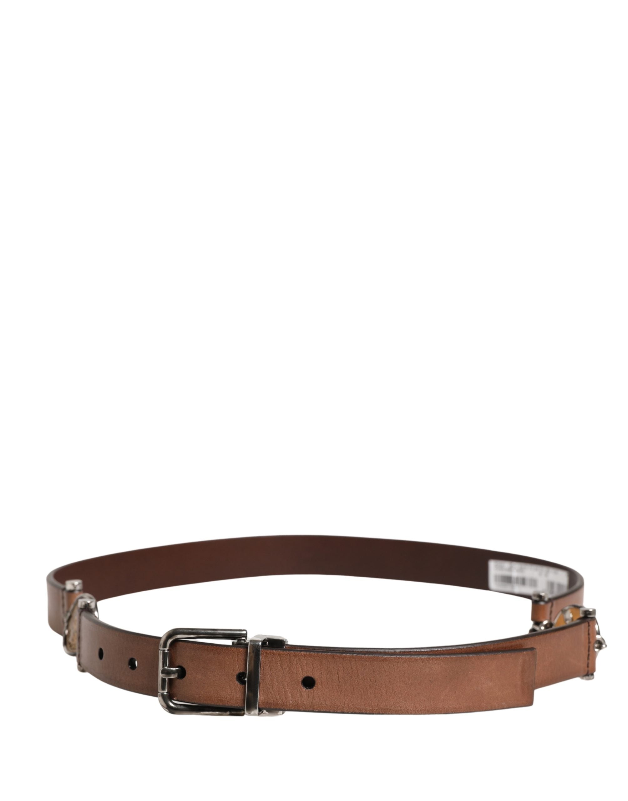Dolce & Gabbana Herren Gürtel aus braunem Leder mit klassischer Metallschnalle