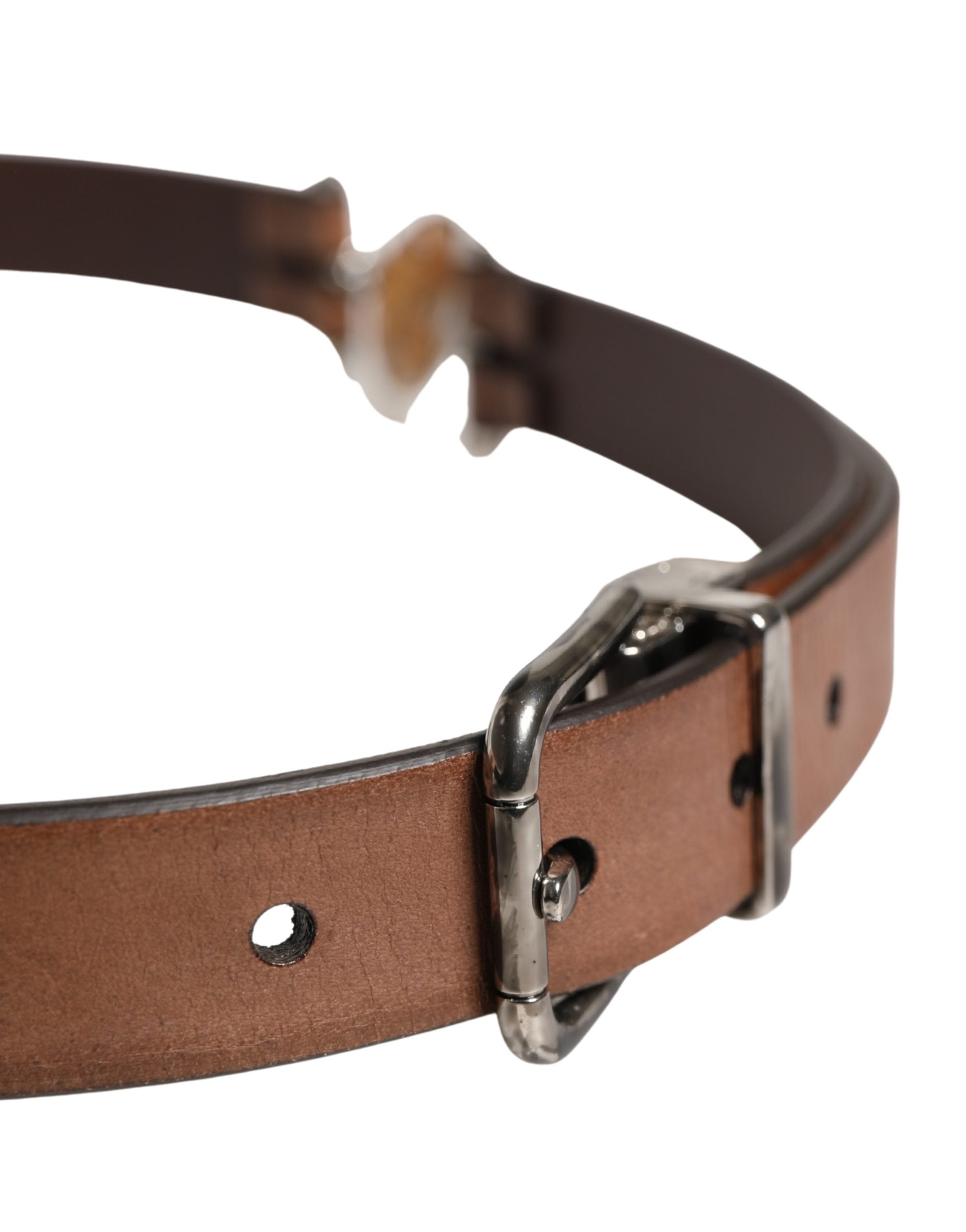 Dolce & Gabbana Herren Gürtel aus braunem Leder mit klassischer Metallschnalle
