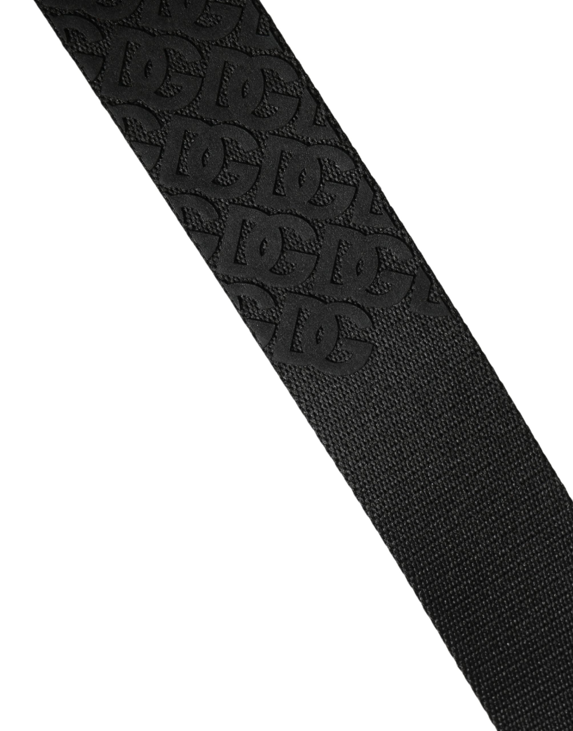 Dolce & Gabbana Herren Gürtel Schwarz DG Logo Polyester Metallschnalle