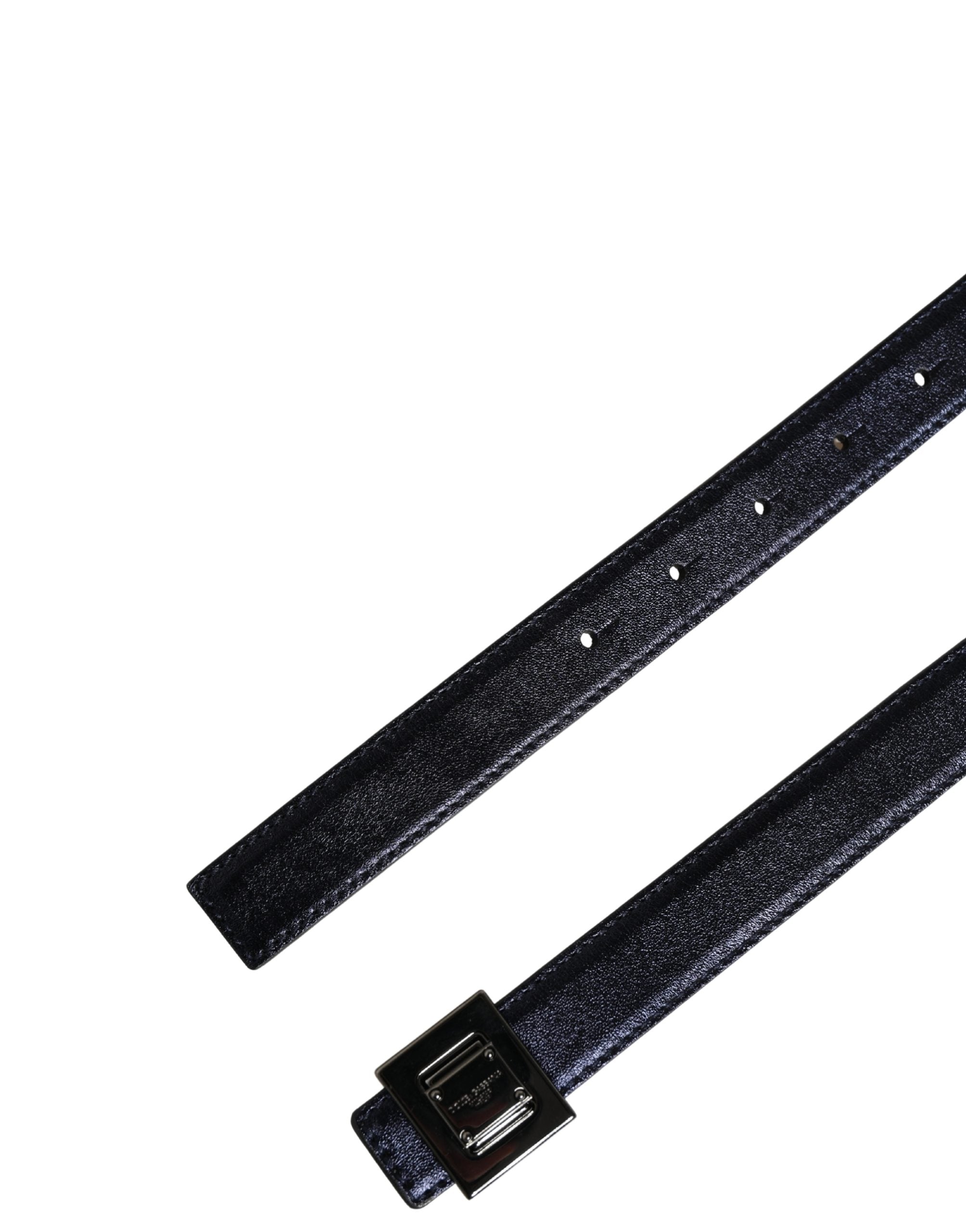 Dolce & Gabbana Herrenschließe aus schwarzem Leder, klassisch, quadratisch
