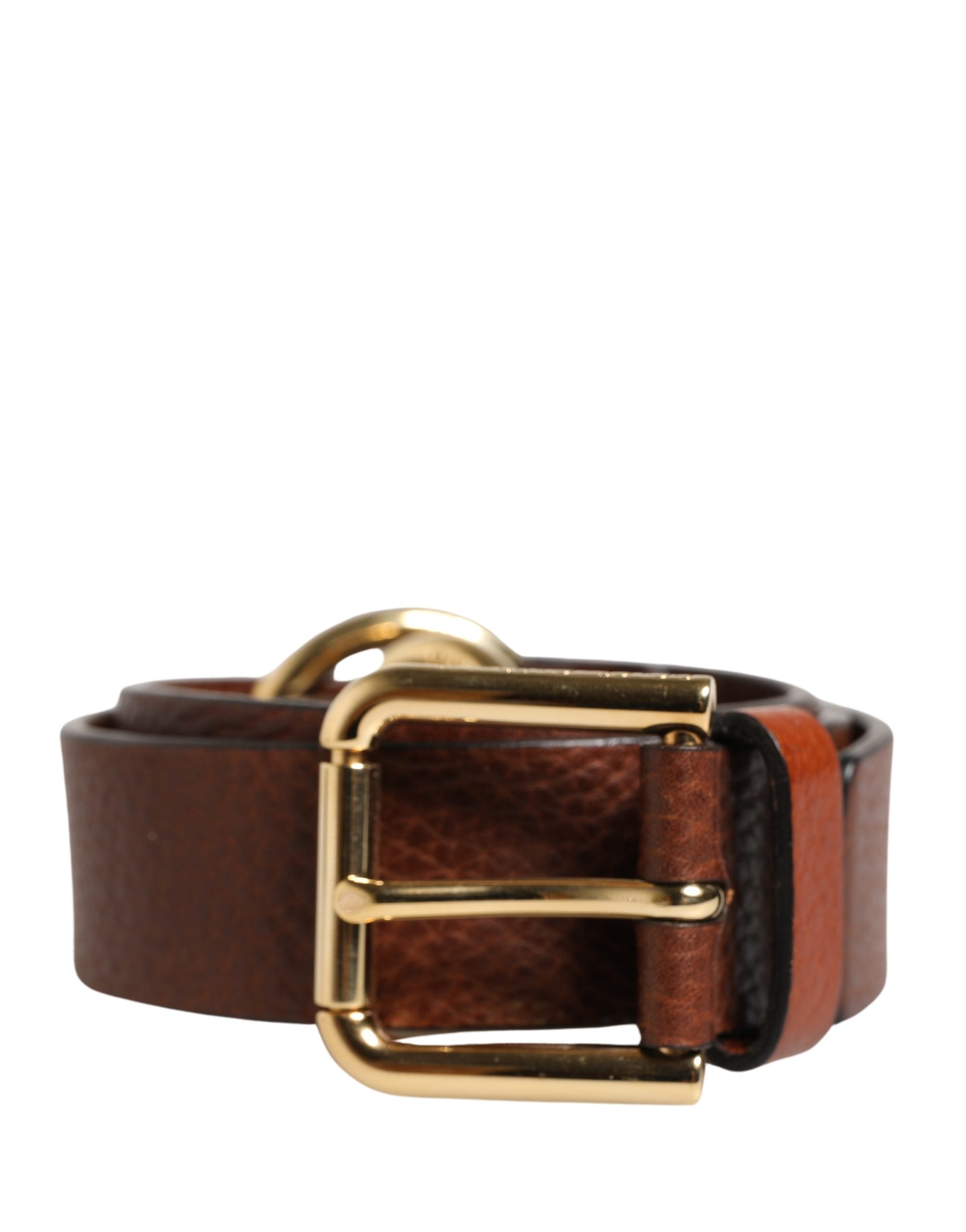 Dolce & Gabbana Herren Gürtel aus braunem Leder mit klassischer Metallschnalle