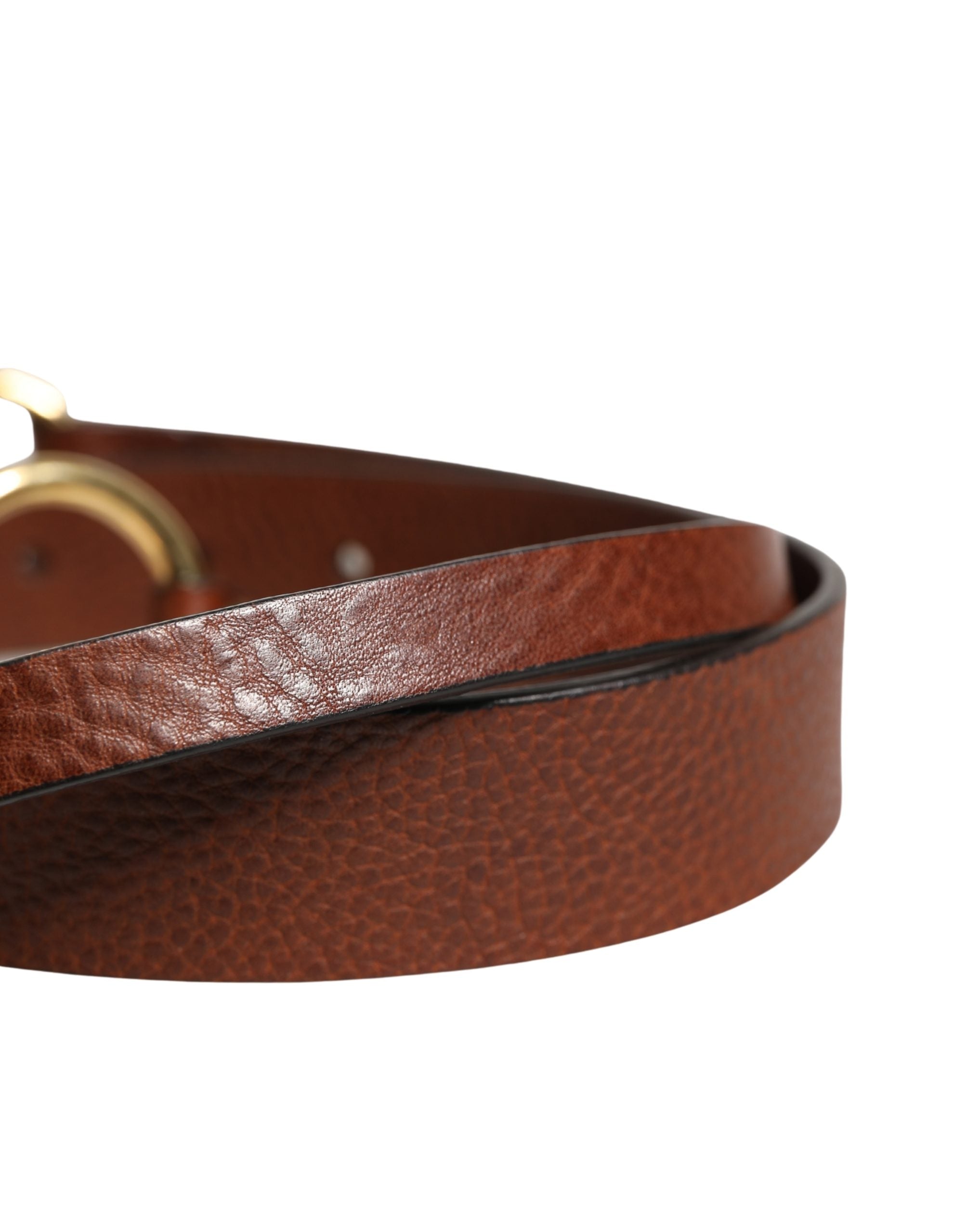 Dolce & Gabbana Herren Gürtel aus braunem Leder mit klassischer Metallschnalle
