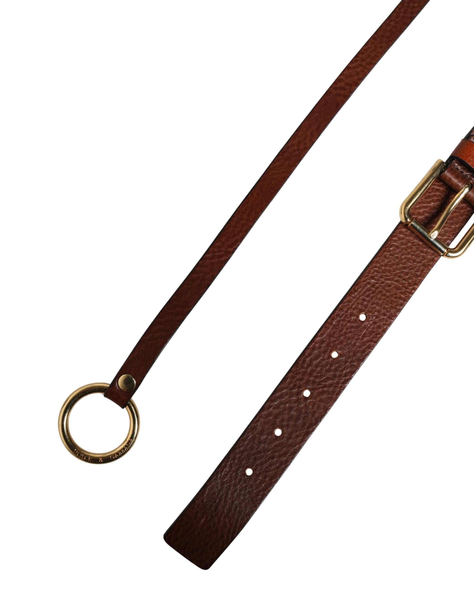 Dolce & Gabbana Herren Gürtel aus braunem Leder mit klassischer Metallschnalle