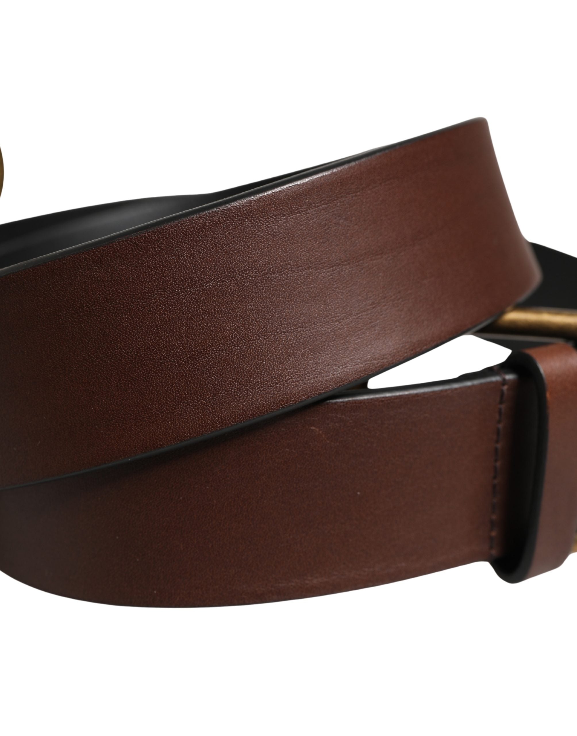Dolce & Gabbana Herren Gürtel aus braunem Leder mit klassischer Metallschnalle