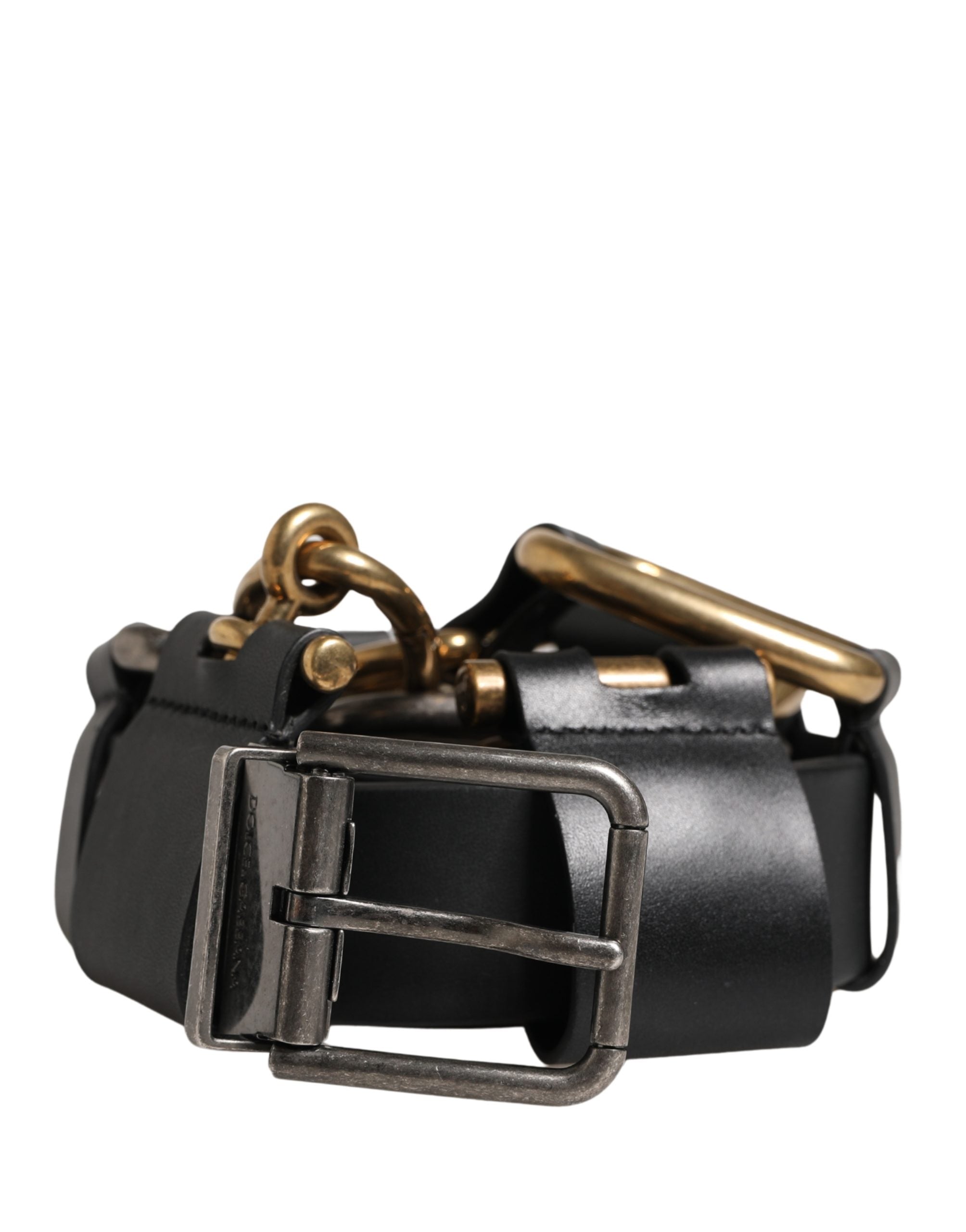 Dolce & Gabbana Herrenschließe Gürtel aus schwarzem Leder