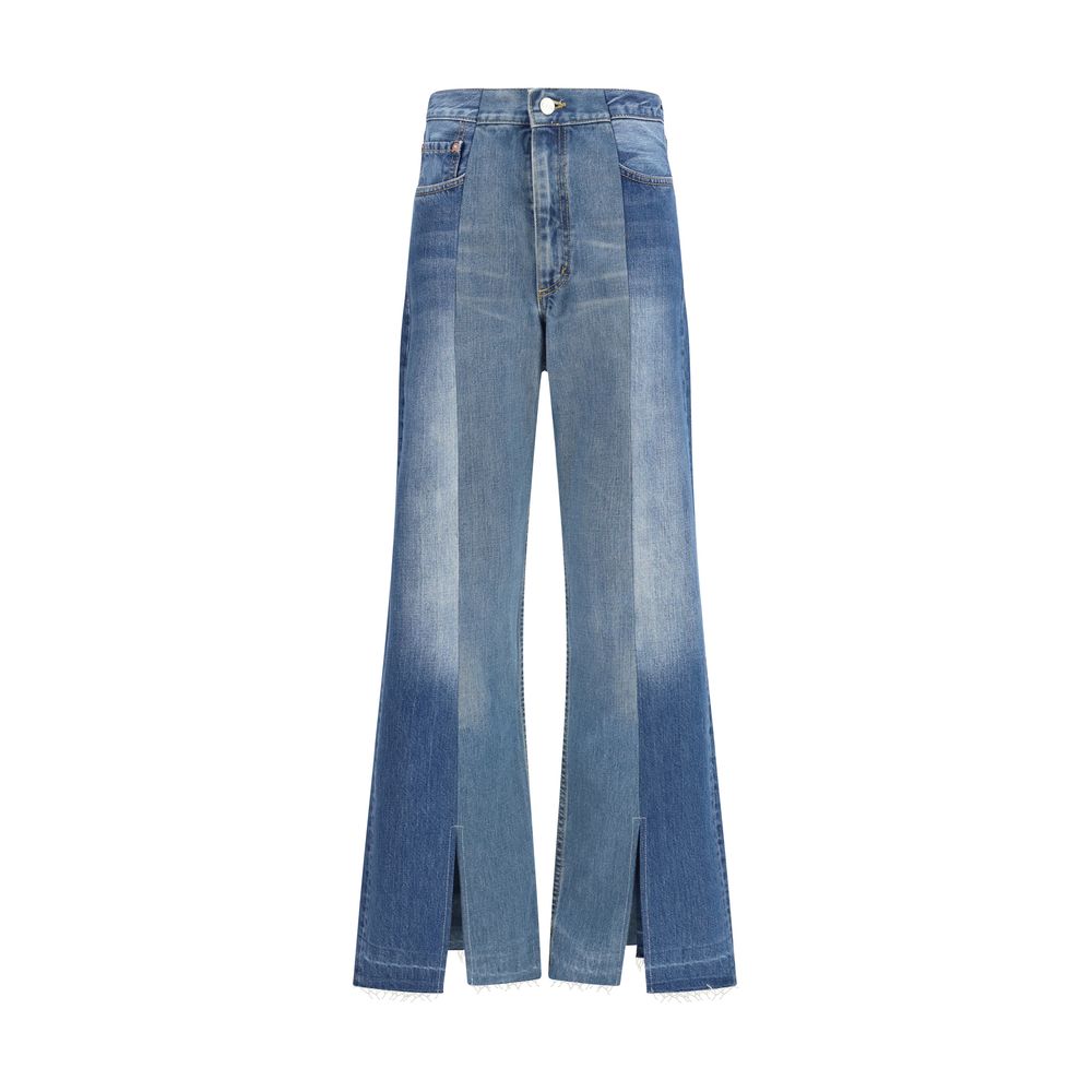 E.L.V. DENIM Blaue Baumwoll-Jeans mit ausgestelltem Bein