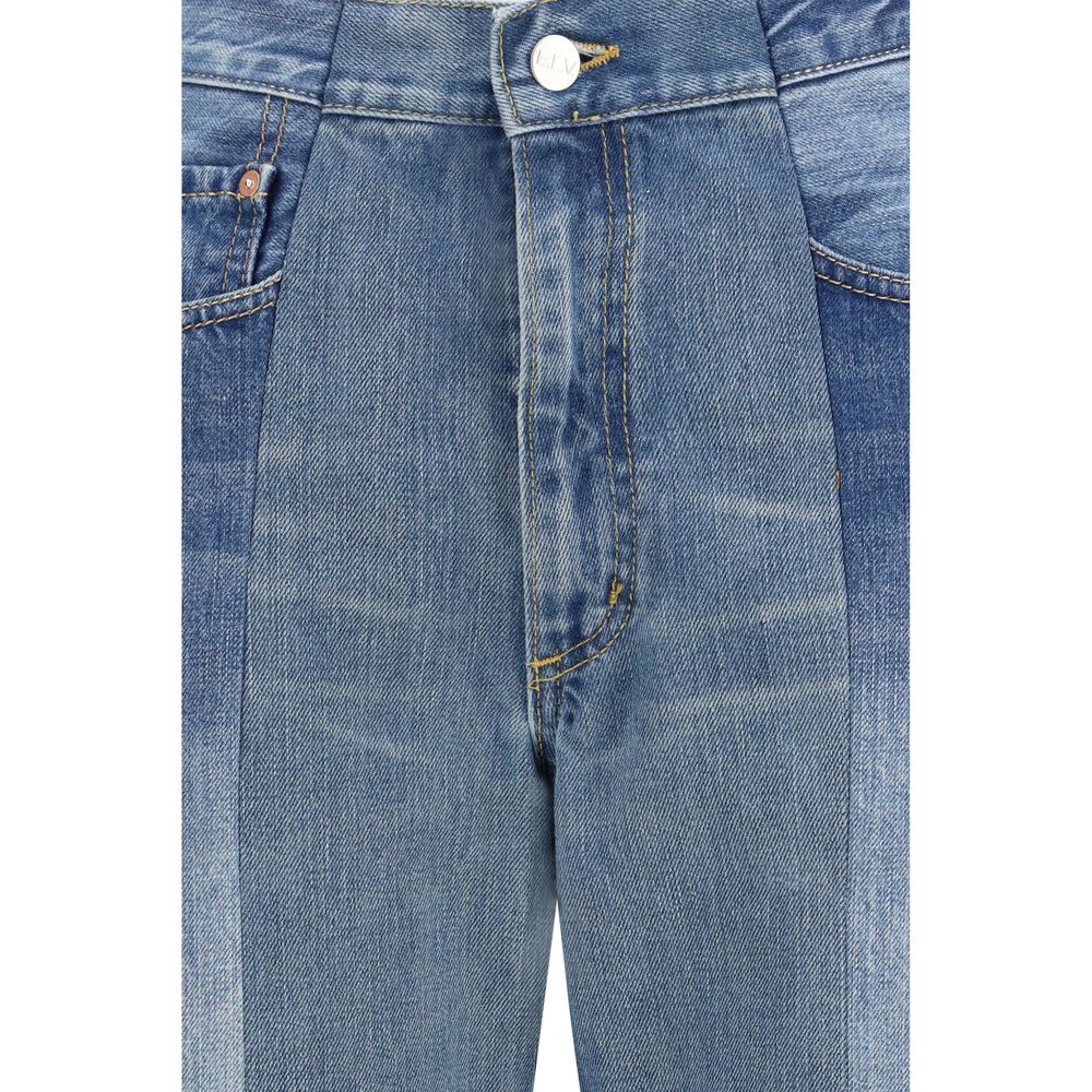E.L.V. DENIM Blaue Baumwoll-Jeans mit ausgestelltem Bein