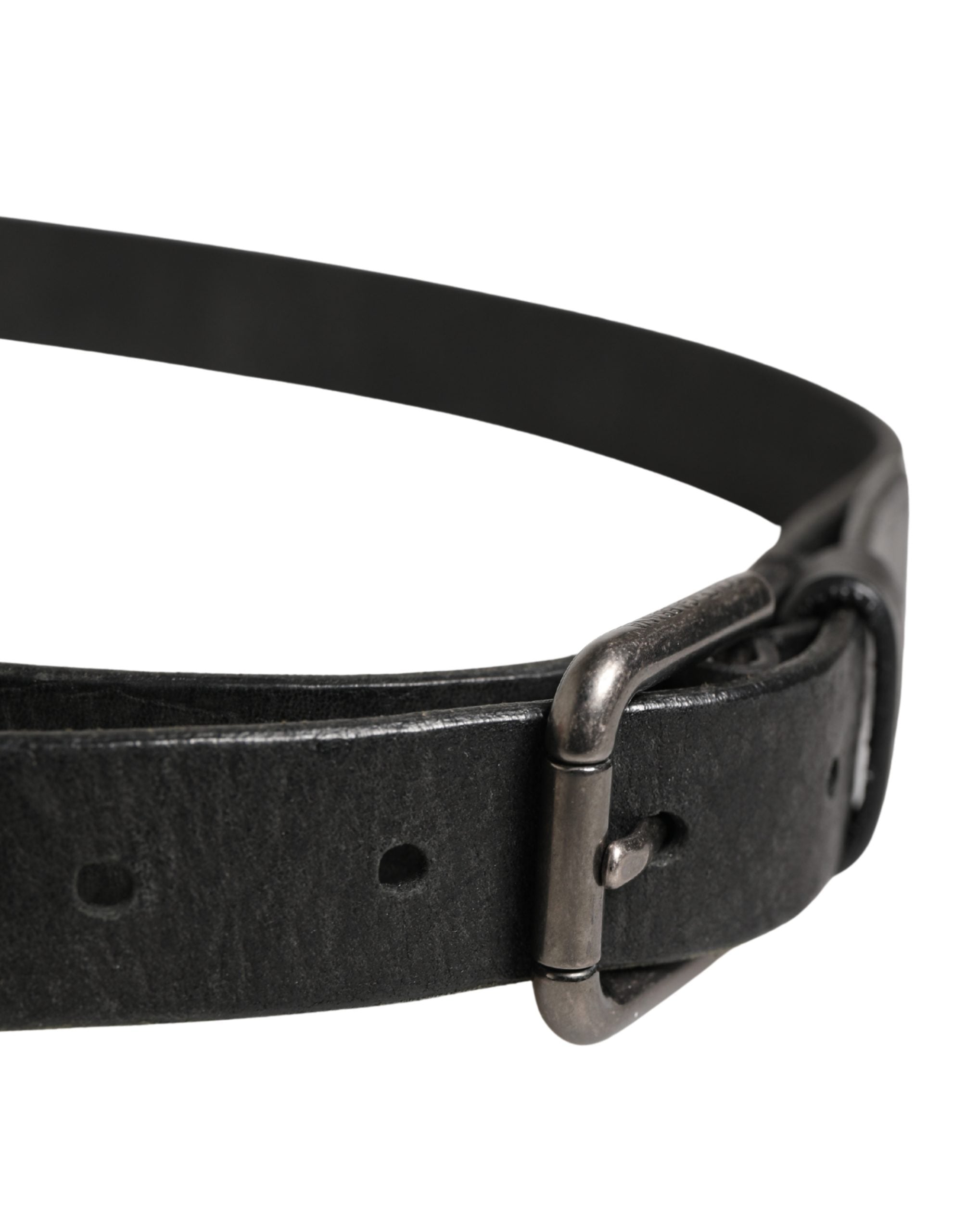 Dolce & Gabbana Herren Gürtel aus schwarzem Kalbsleder mit Metallschnalle