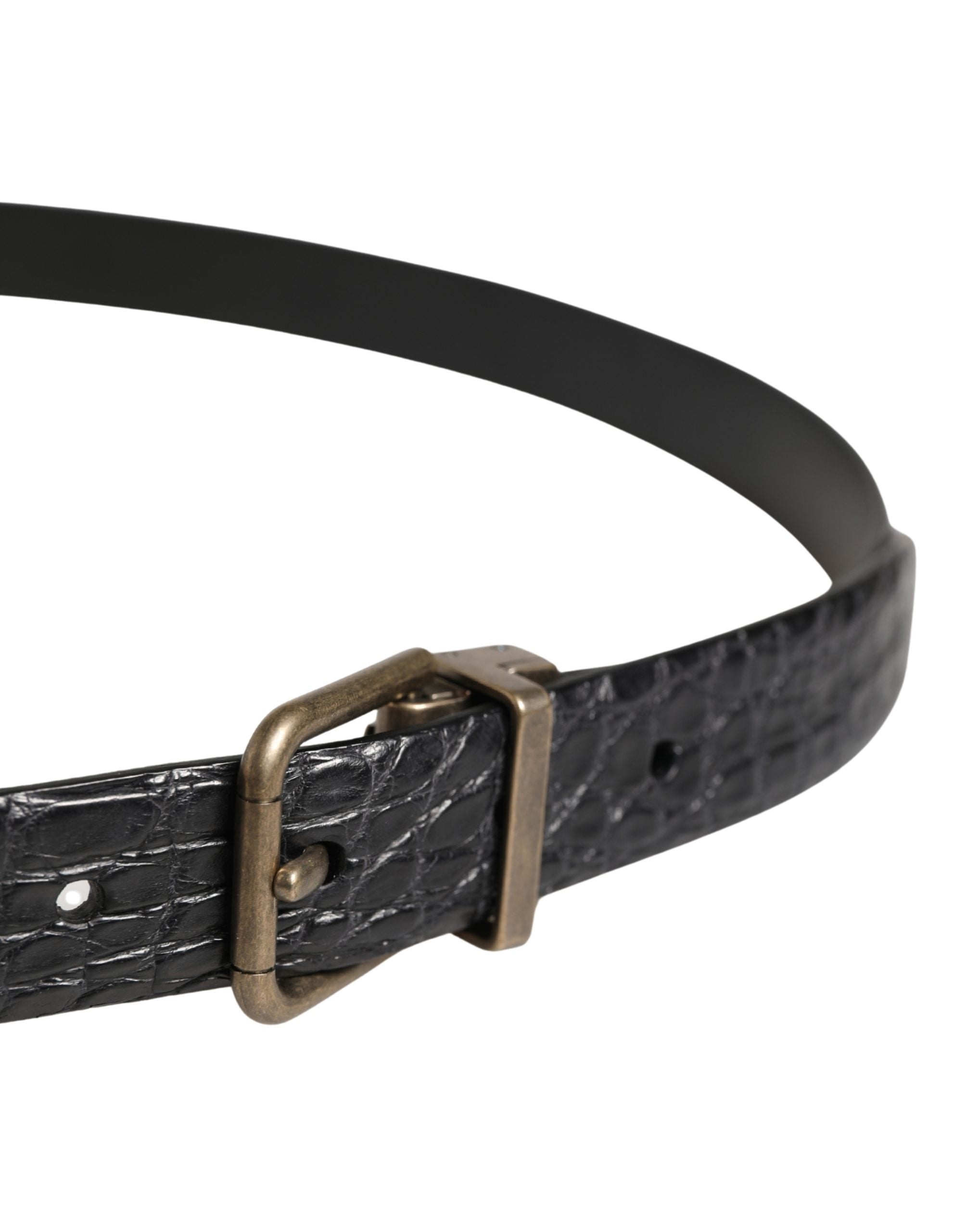 Dolce & Gabbana Herren Gürtel aus schwarzem Exotic-Leder mit Metallschnalle