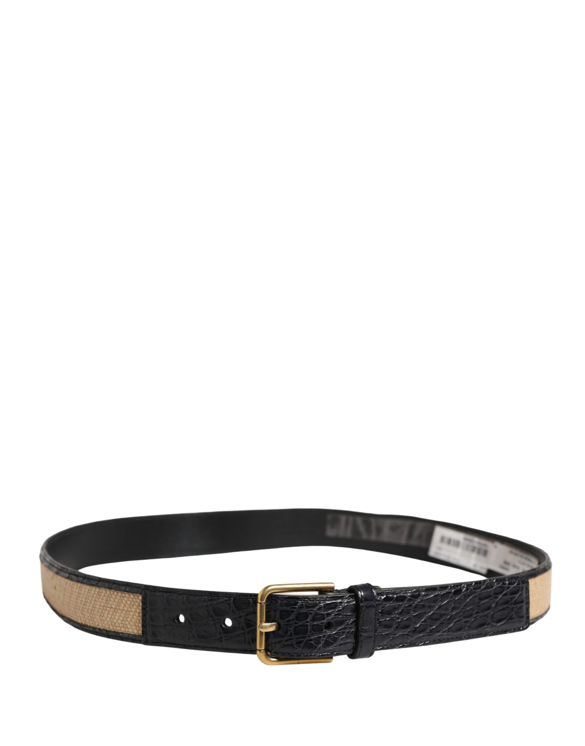 Dolce & Gabbana Herren Gürtel aus geflochtenem Leder in Beige mit Metallschnalle