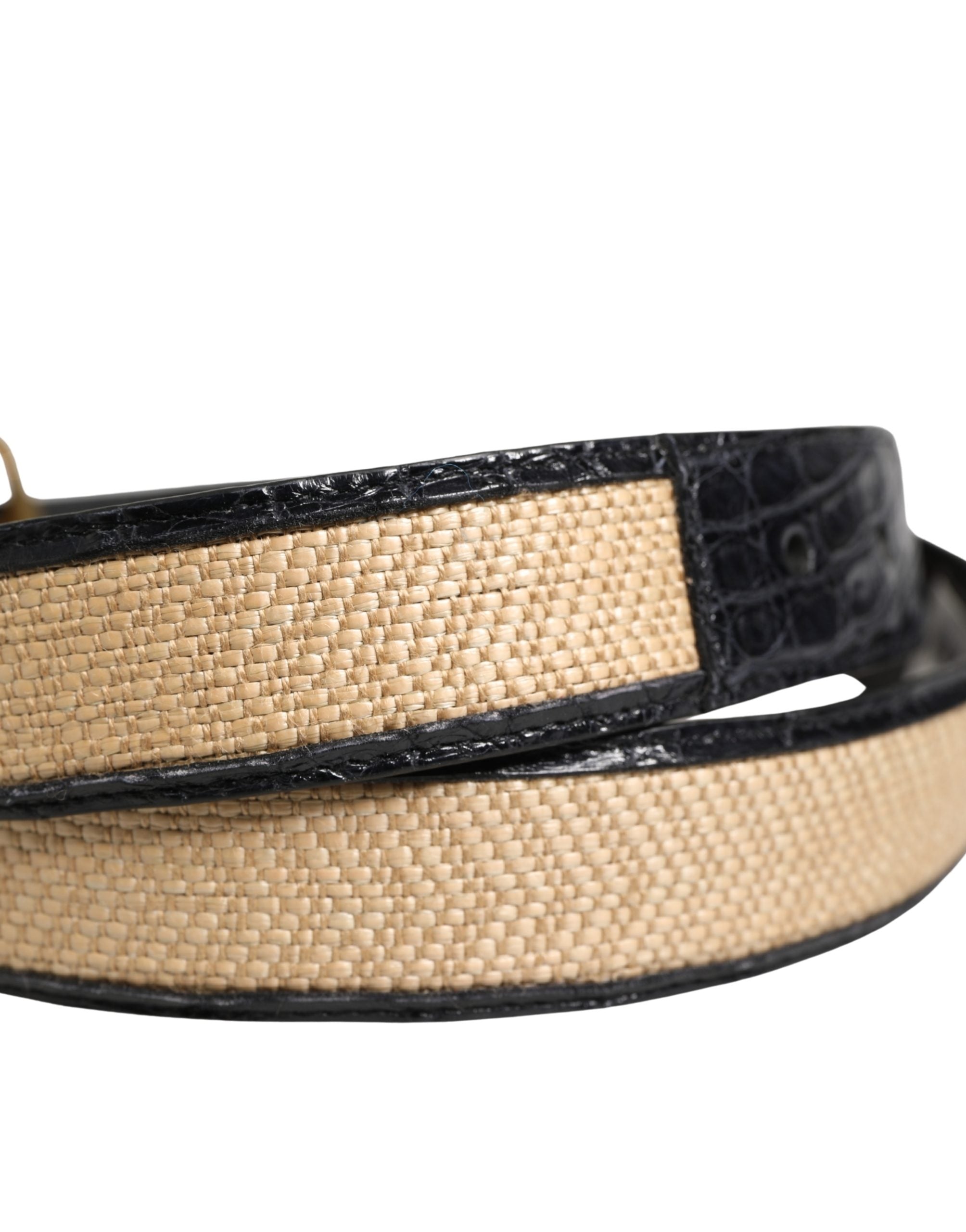 Dolce & Gabbana Herren Gürtel aus geflochtenem Leder in Beige mit Metallschnalle