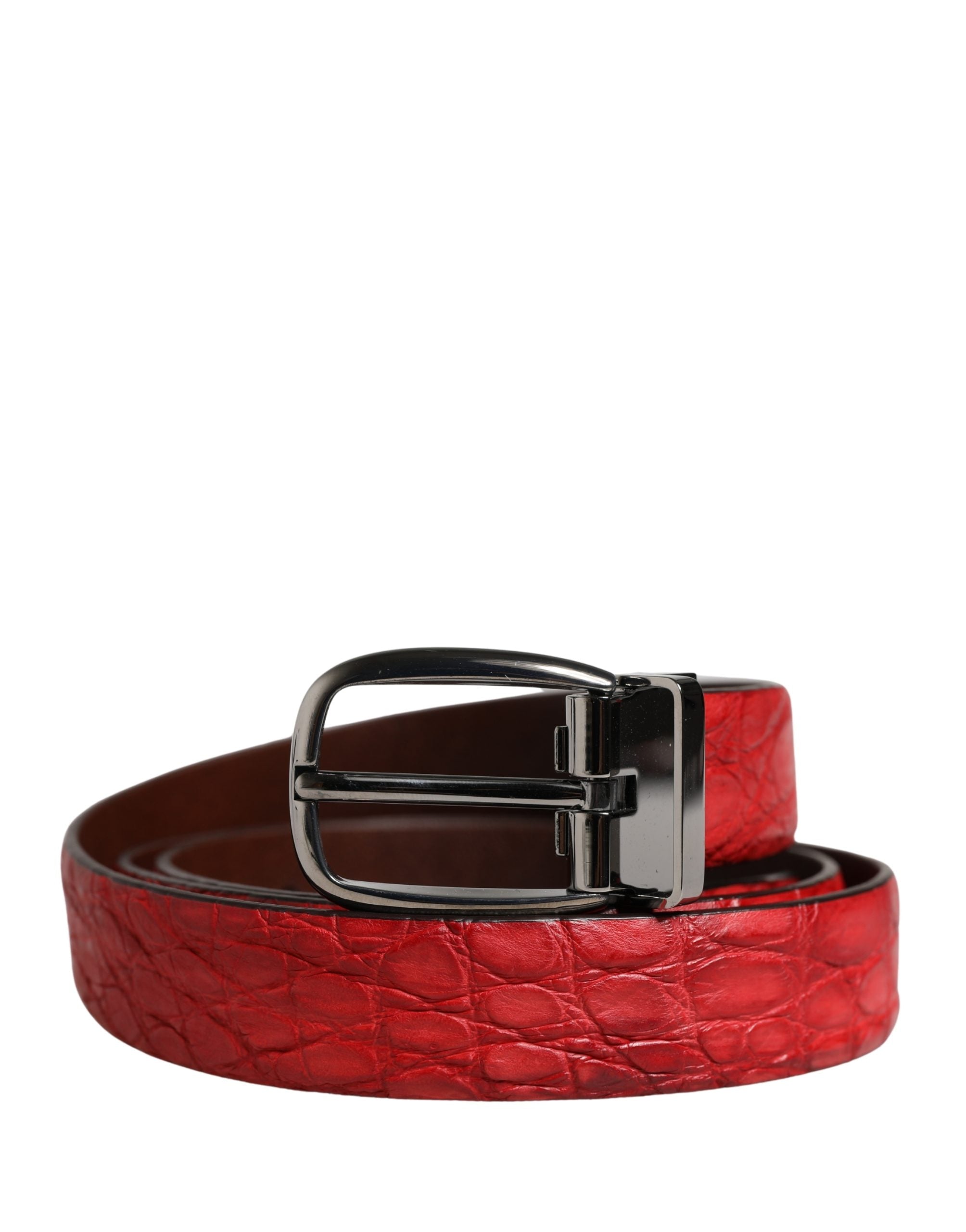 Dolce & Gabbana Herren Gürtel aus rotem Exotic-Leder mit Metallschnalle
