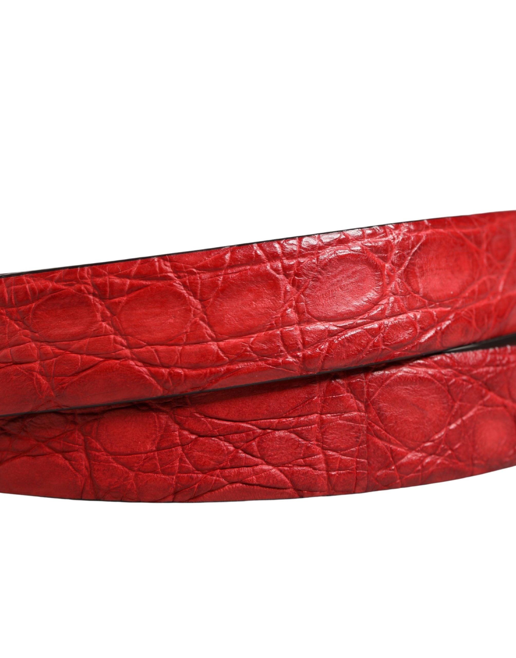 Dolce & Gabbana Herren Gürtel aus rotem Exotic-Leder mit Metallschnalle