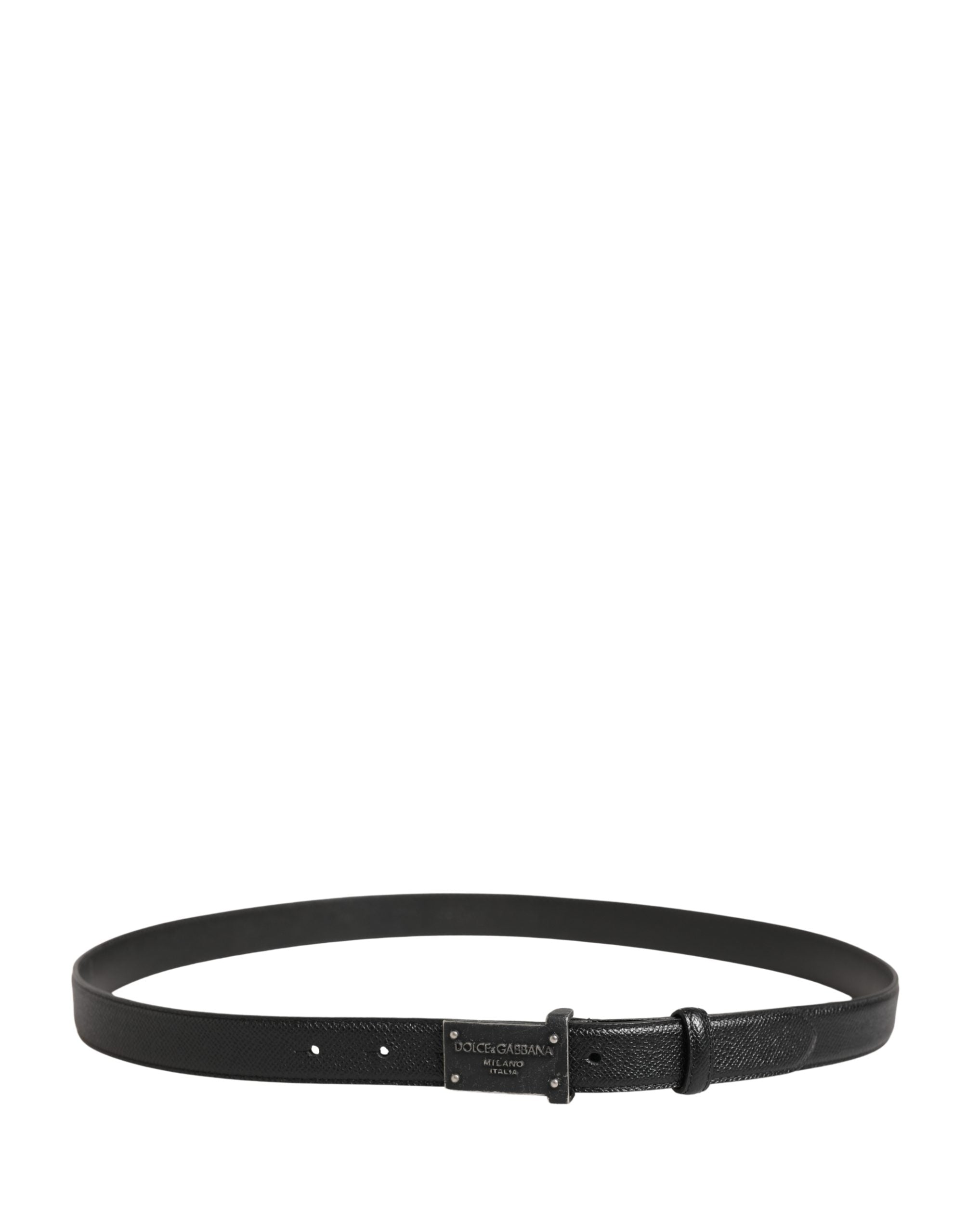 Dolce & Gabbana Herren Gürtel aus schwarzem Kalbsleder mit Logo und Metallschnalle