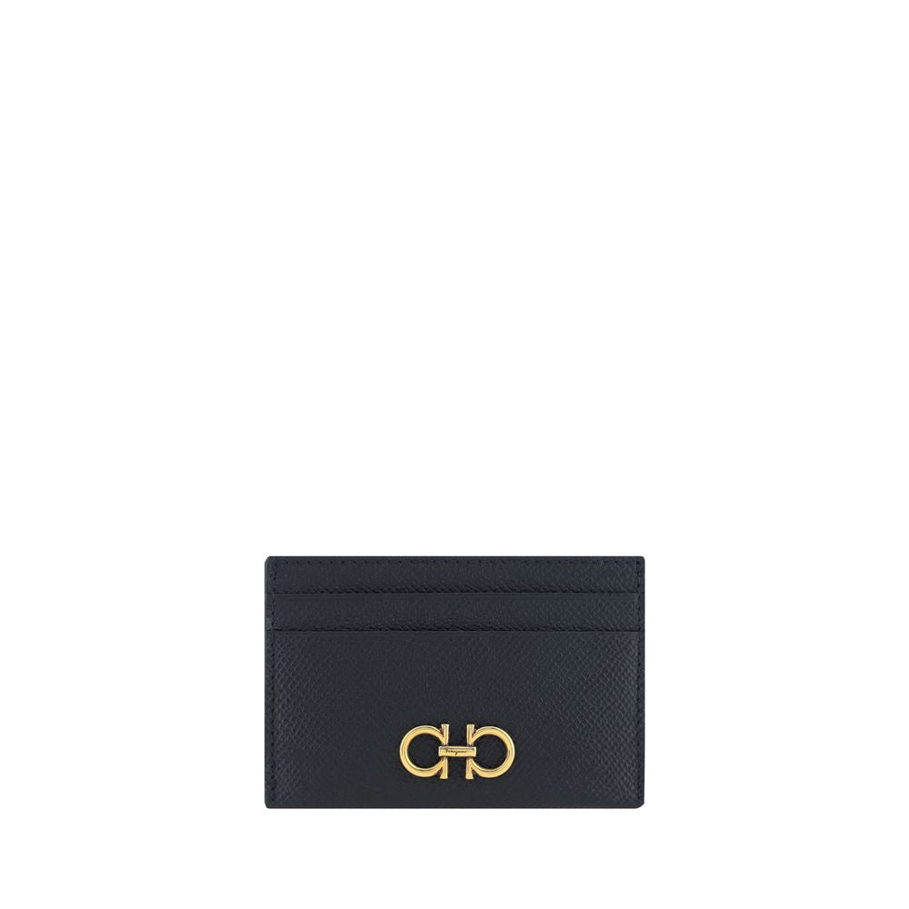 Ferragamo Schwarzes Kalbsleder Bos Taurus Portemonnaie