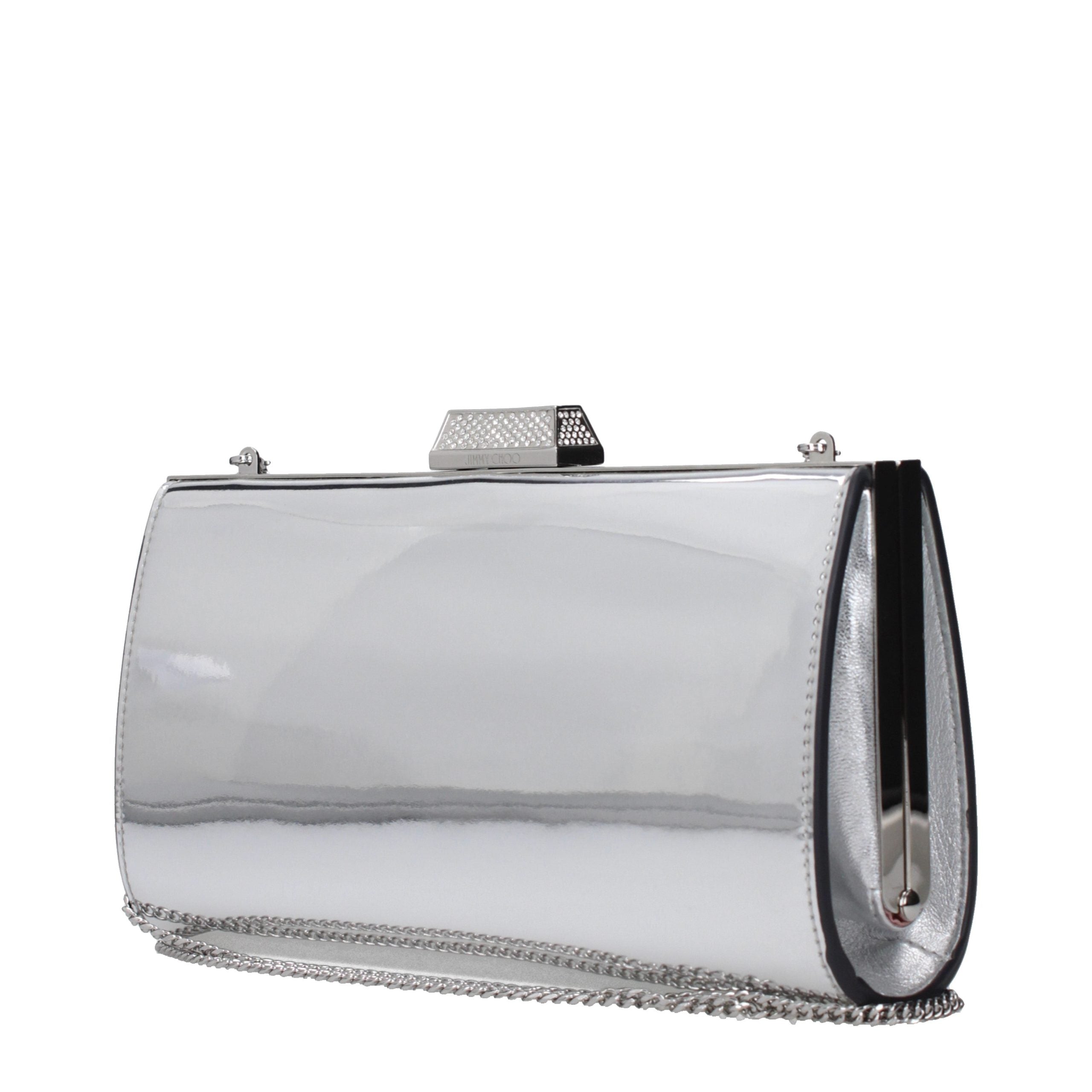 Jimmy Choo Graue Leder-Clutch