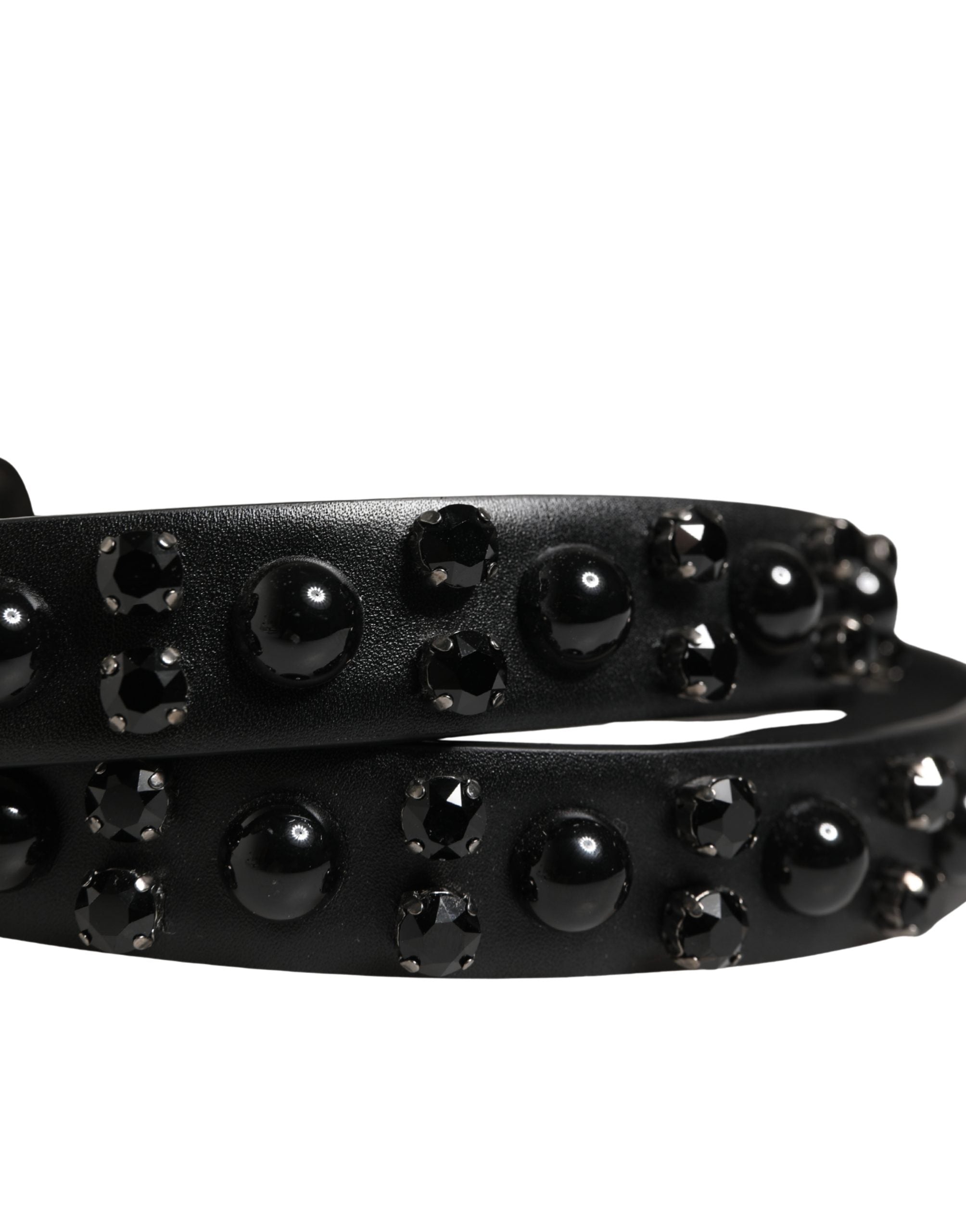 Dolce & Gabbana Herren Gürtel aus schwarzem Kalbsleder mit verzierter Metallschnalle