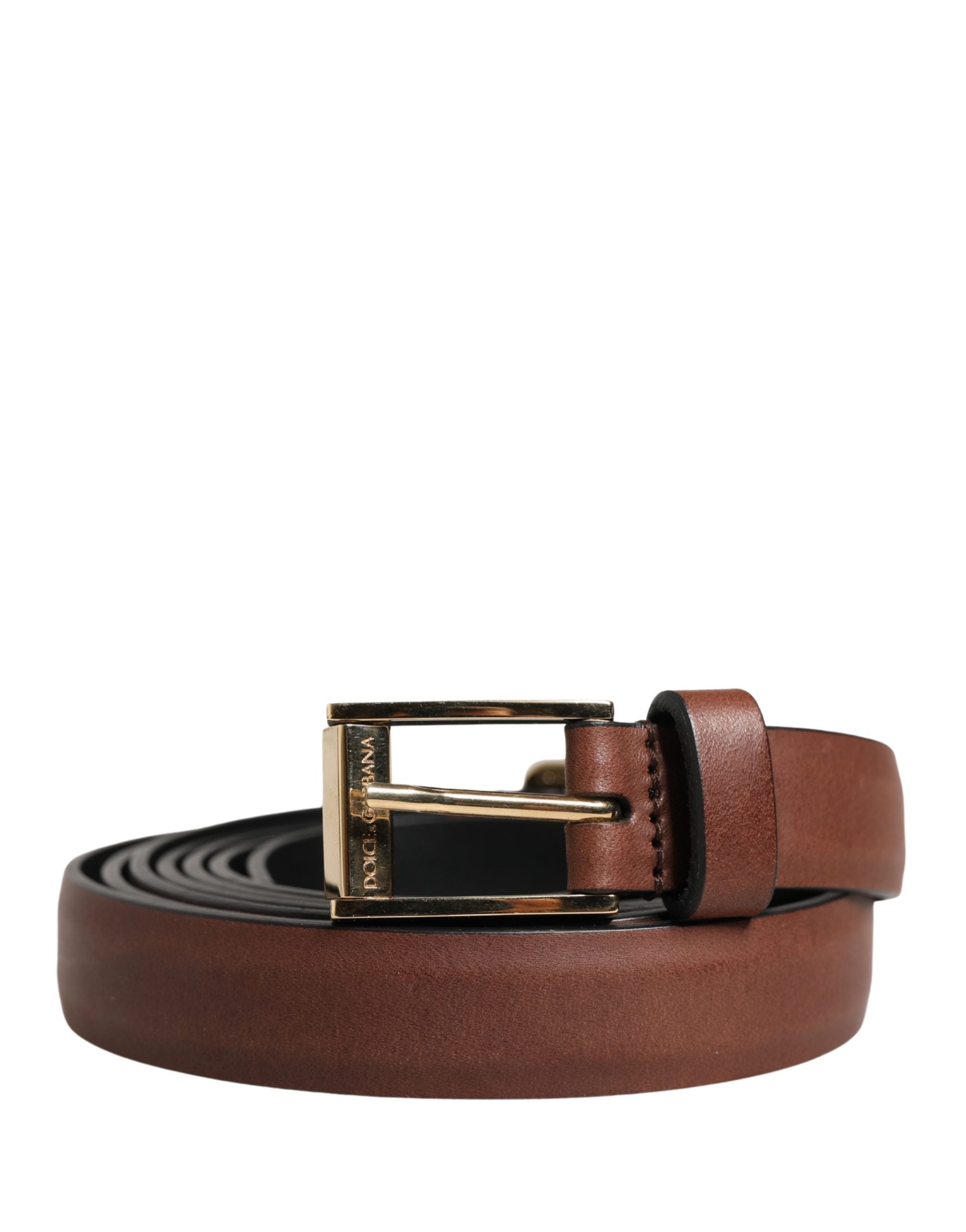 Dolce & Gabbana Herren-Gürtel aus braunem Leder mit klassischer Metallschnalle