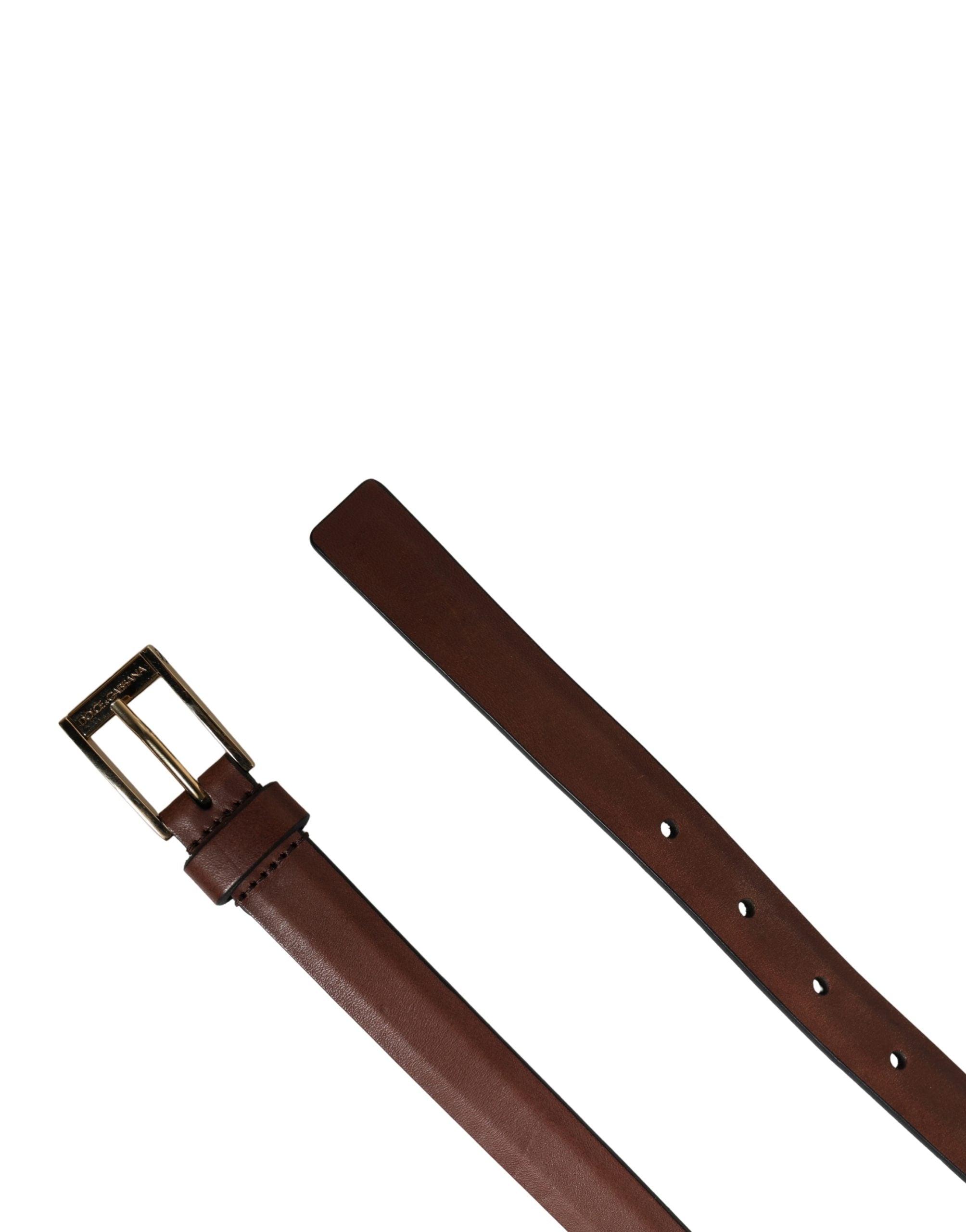 Dolce & Gabbana Herren-Gürtel aus braunem Leder mit klassischer Metallschnalle