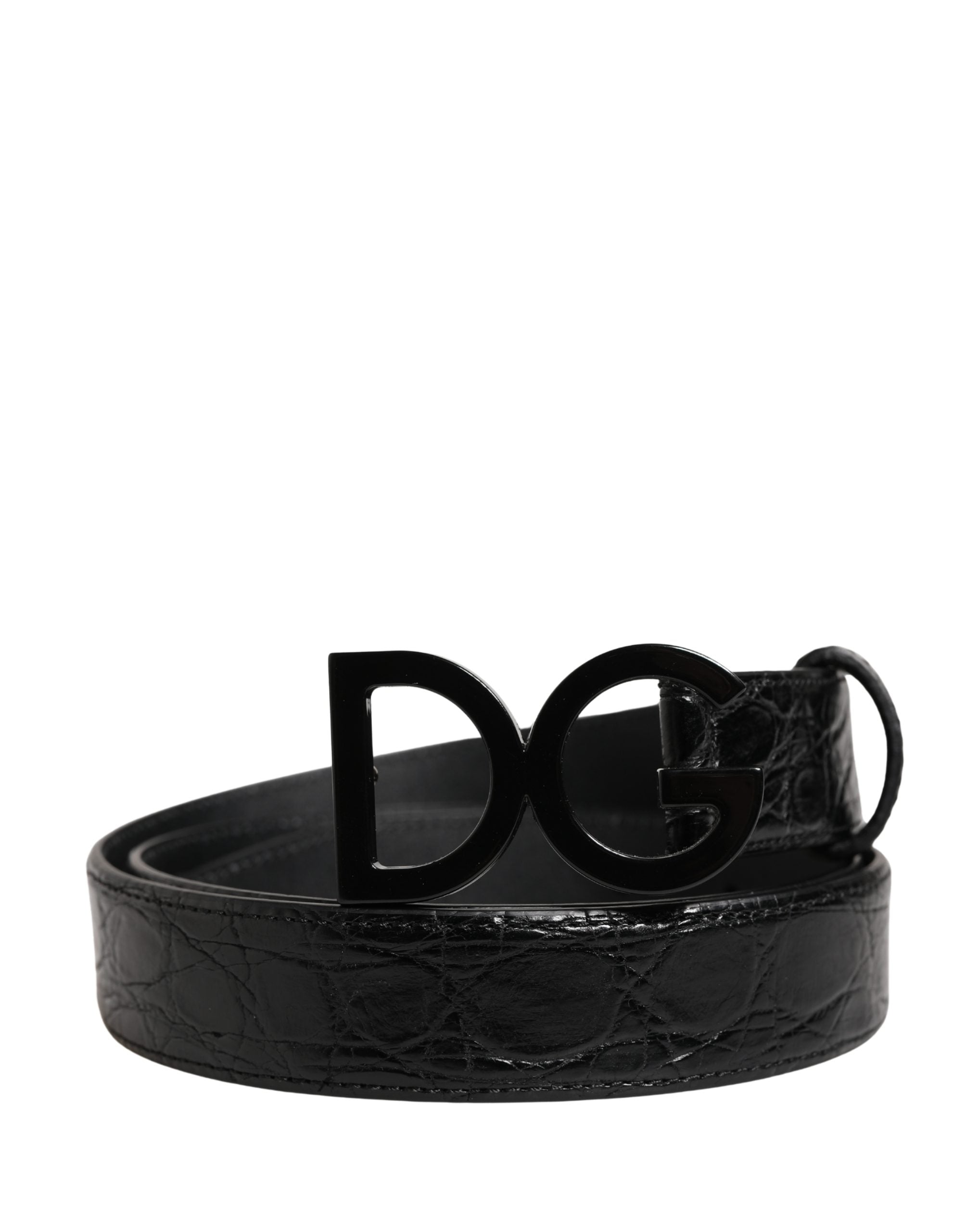 Dolce & Gabbana Herren Gürtel aus schwarzem exotischem Leder mit Logo-Schnalle