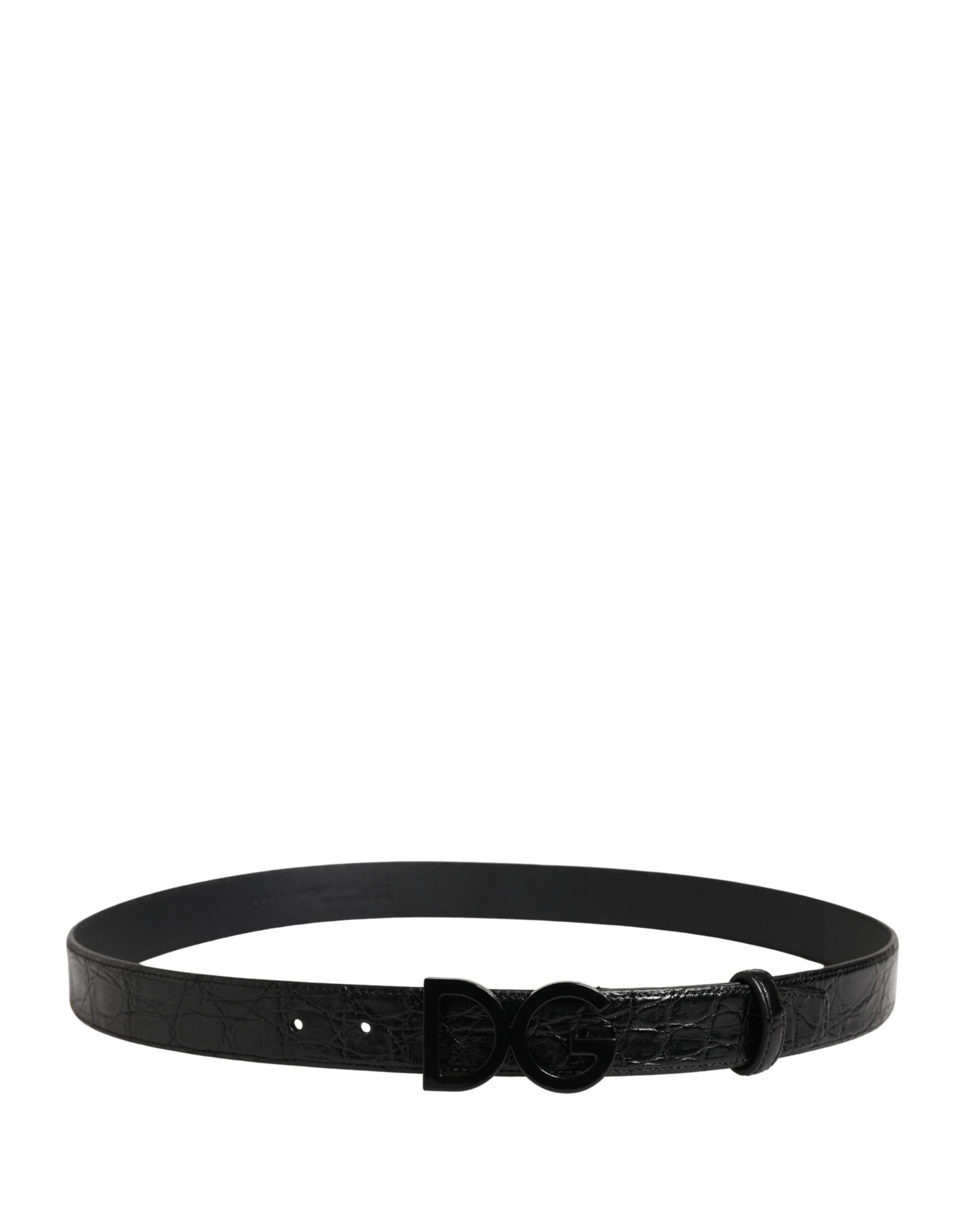 Dolce & Gabbana Herren Gürtel aus schwarzem exotischem Leder mit Logo-Schnalle