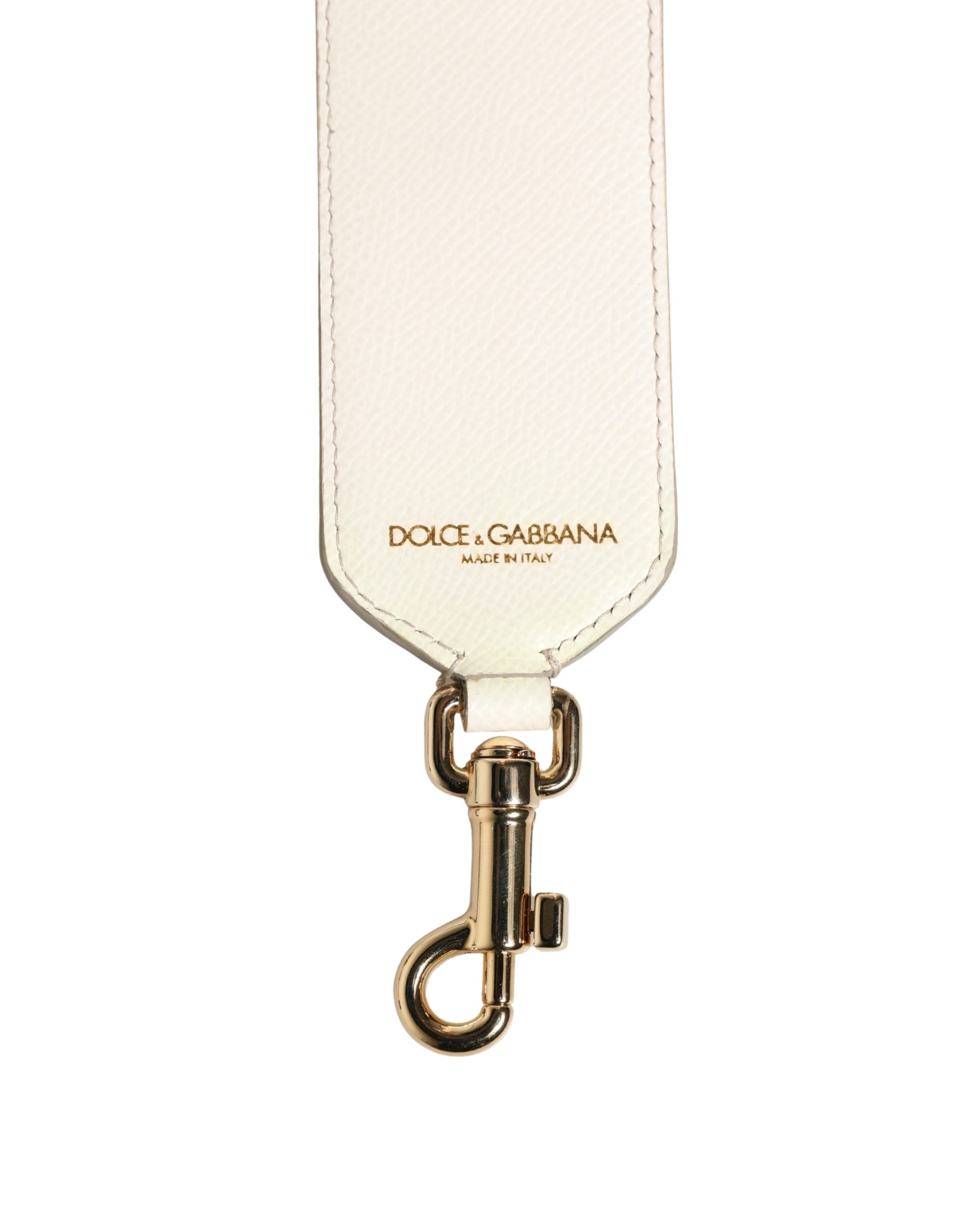 Dolce & Gabbana Schulterriemen aus weißem Leder mit blauem Blumenmuster und Nieten
