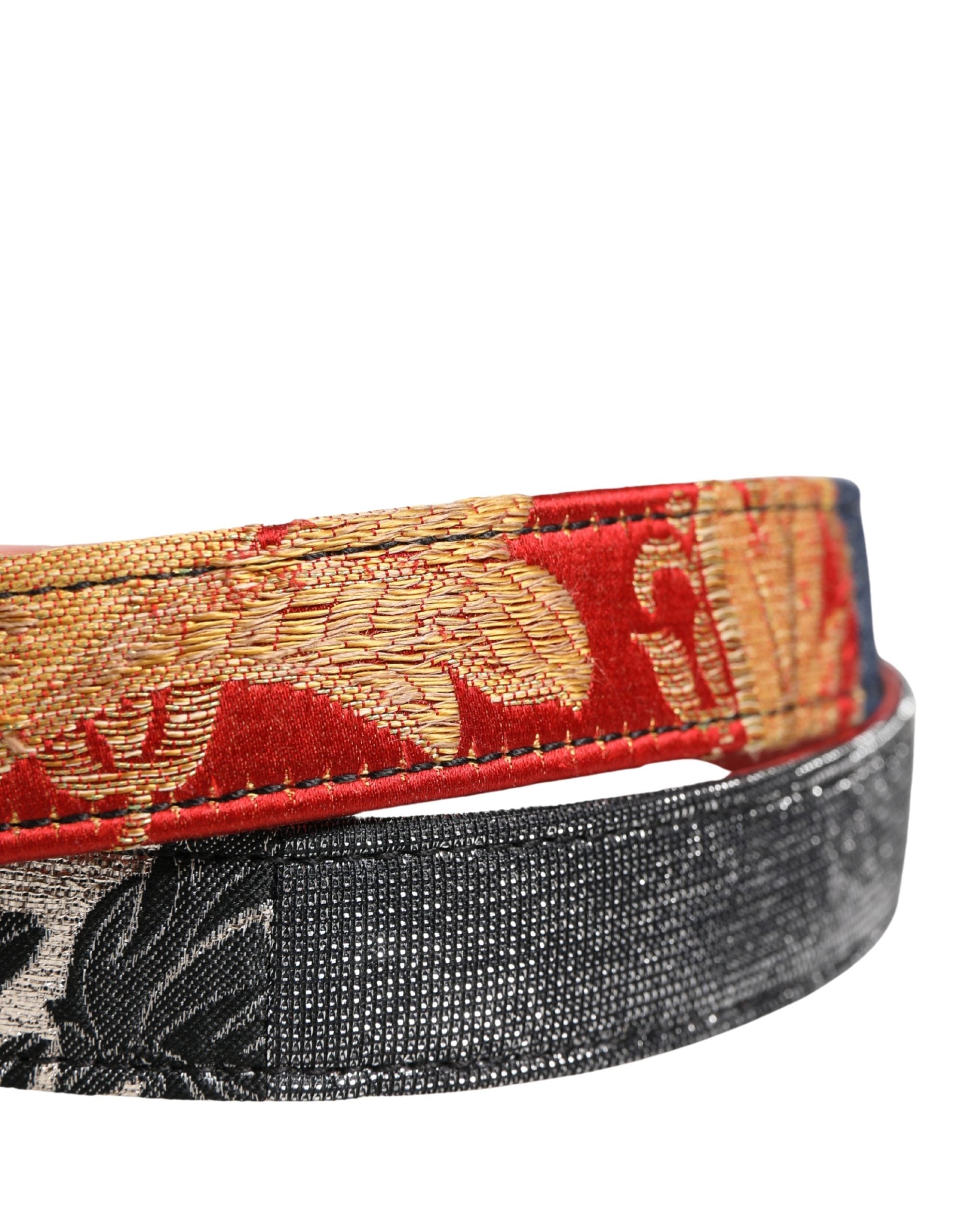 Dolce & Gabbana Mehrfarbiger Blumen-Jacquard-Gürtel mit Metallschnalle