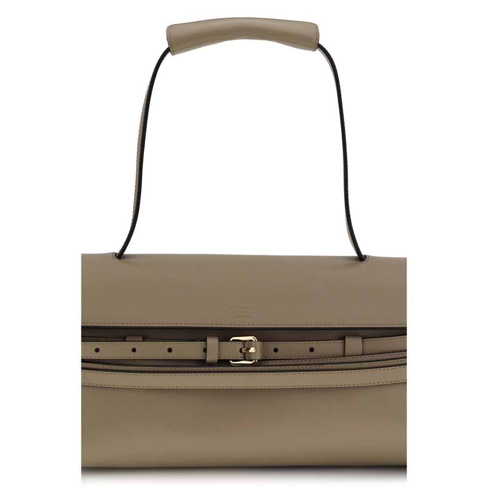 Moschino Beige Kalbsleder Bos Taurus Schultertasche
