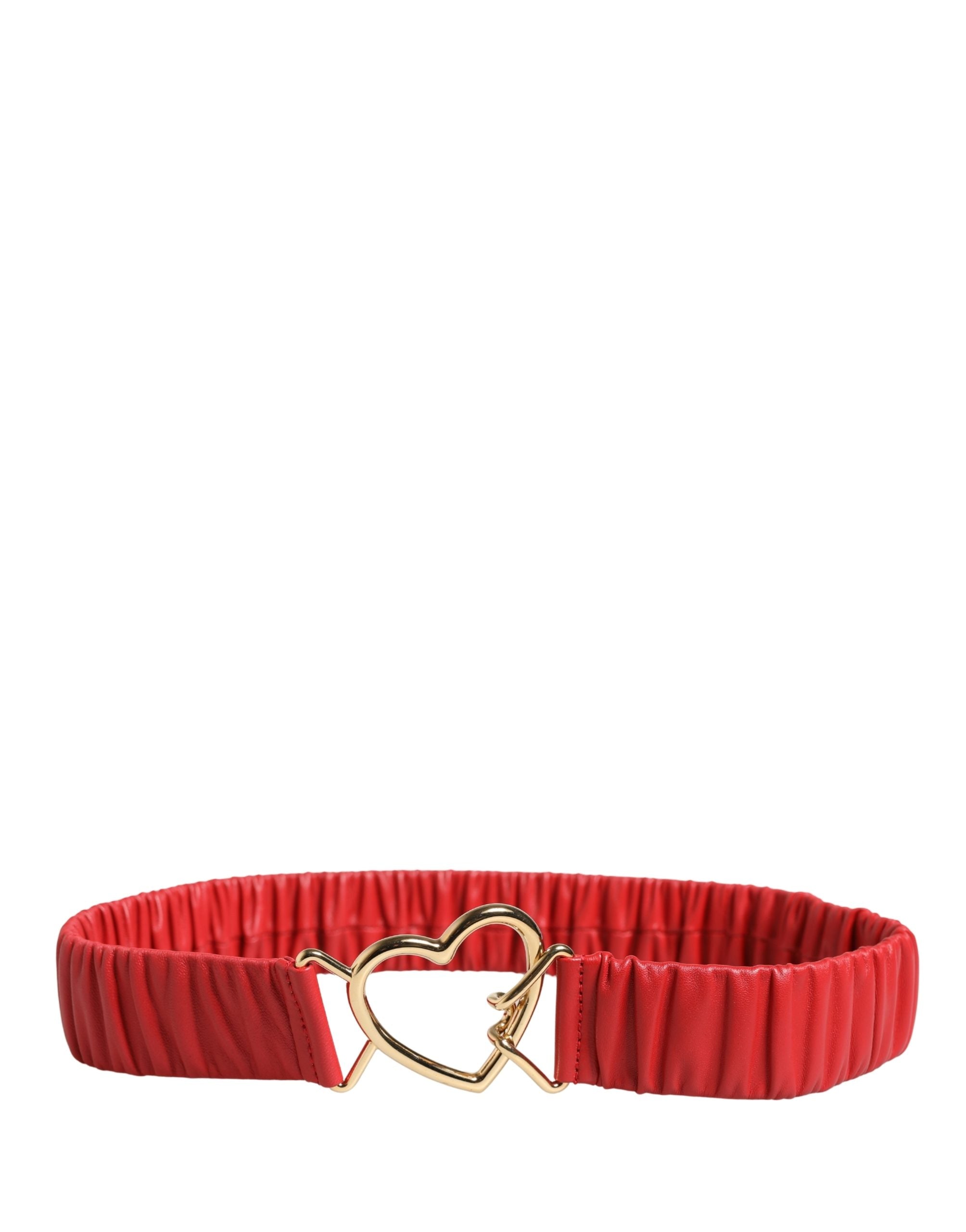 Dolce & Gabbana Roter Ledergürtel mit goldenem Herz-Metallverschluss