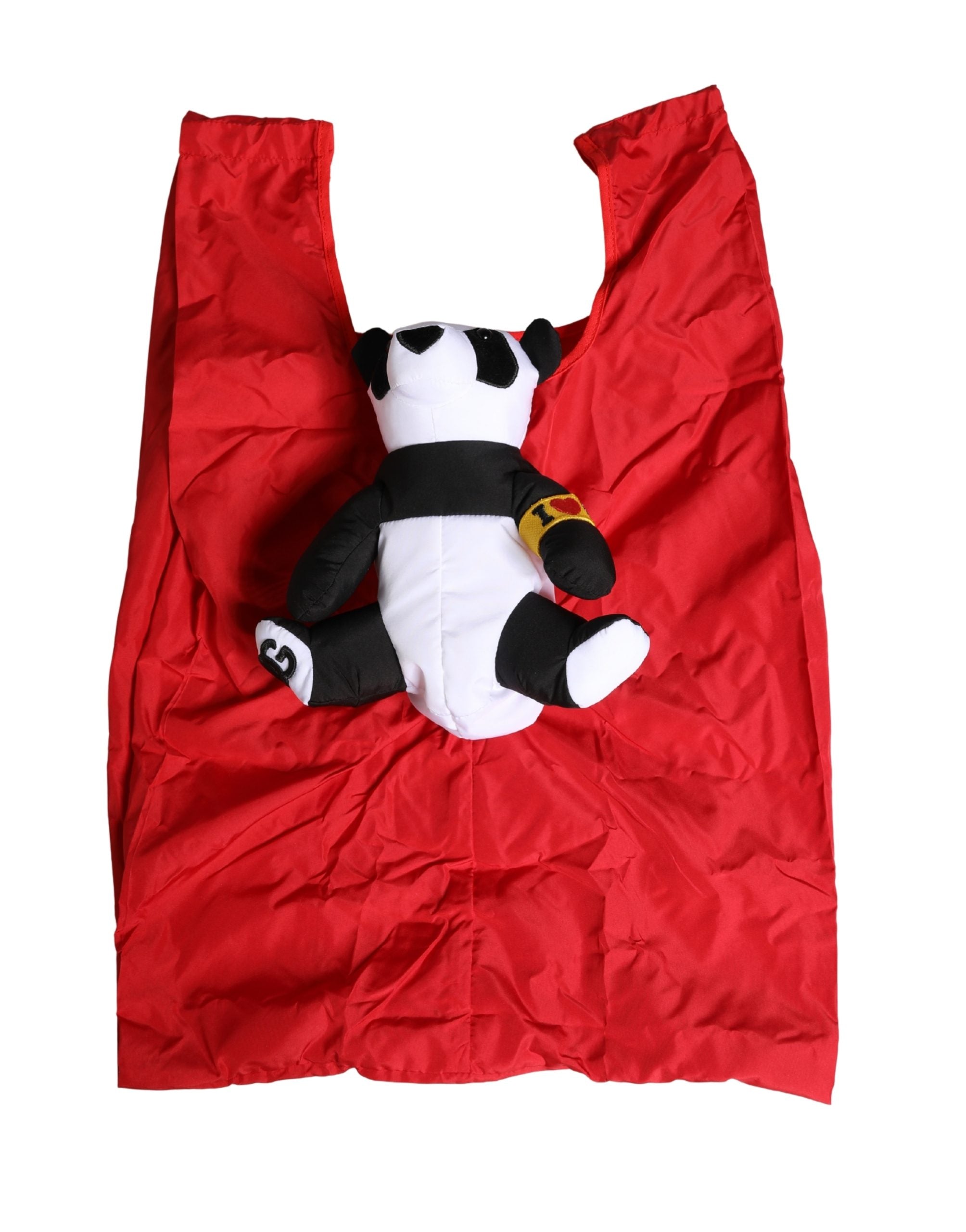Dolce & Gabbana Herren-Tragetasche aus rotem Polyester mit Panda-Aufdruck, Ecobag Tote Bag
