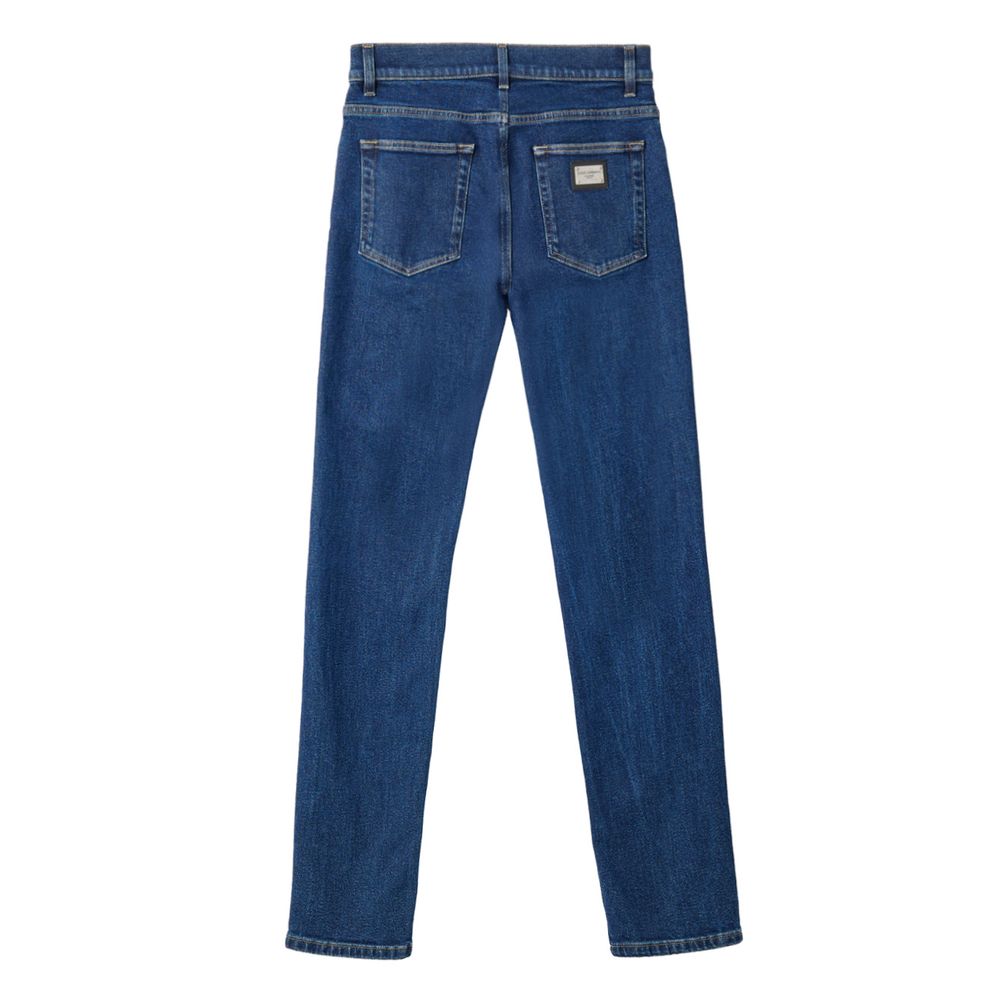 Dolce & Gabbana Blaue Baumwoll-Skinny-Jeans