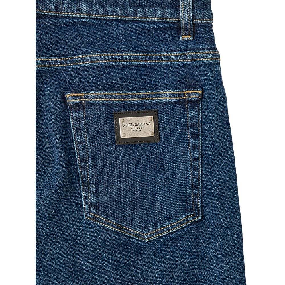 Dolce & Gabbana Blaue Baumwoll-Skinny-Jeans