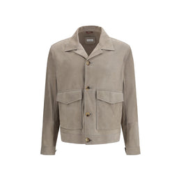 Brunello Cucinelli Zweifarbige Kalbslederjacke Bos Taurus