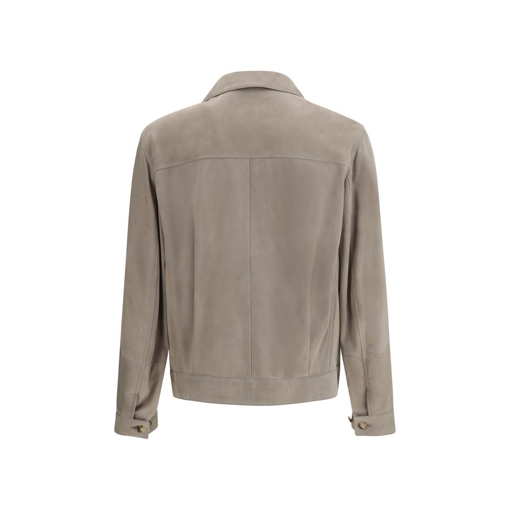 Brunello Cucinelli Zweifarbige Kalbslederjacke Bos Taurus