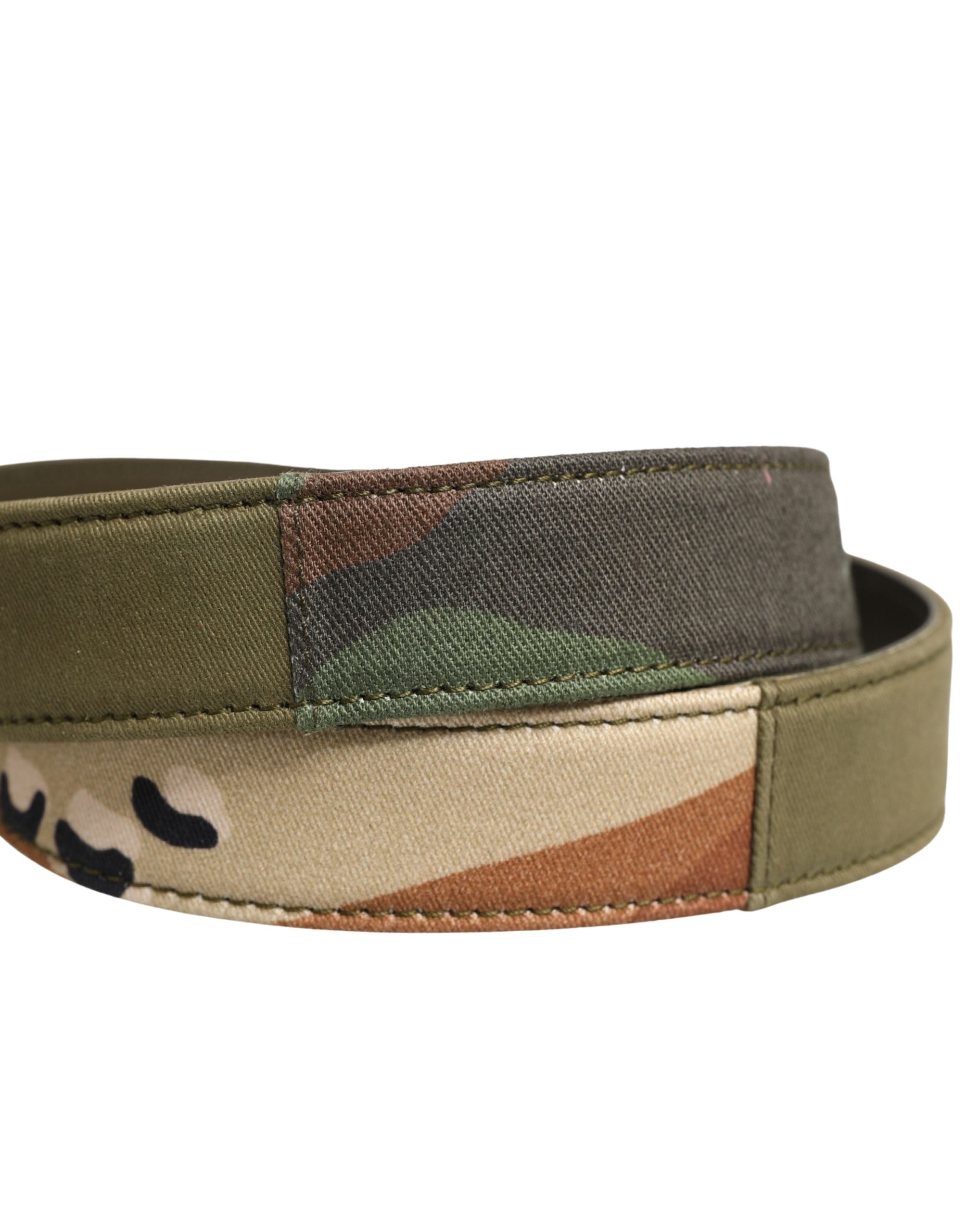 Dolce & Gabbana Grüner Camouflage Devotion Gürtel mit Metalldornschließe