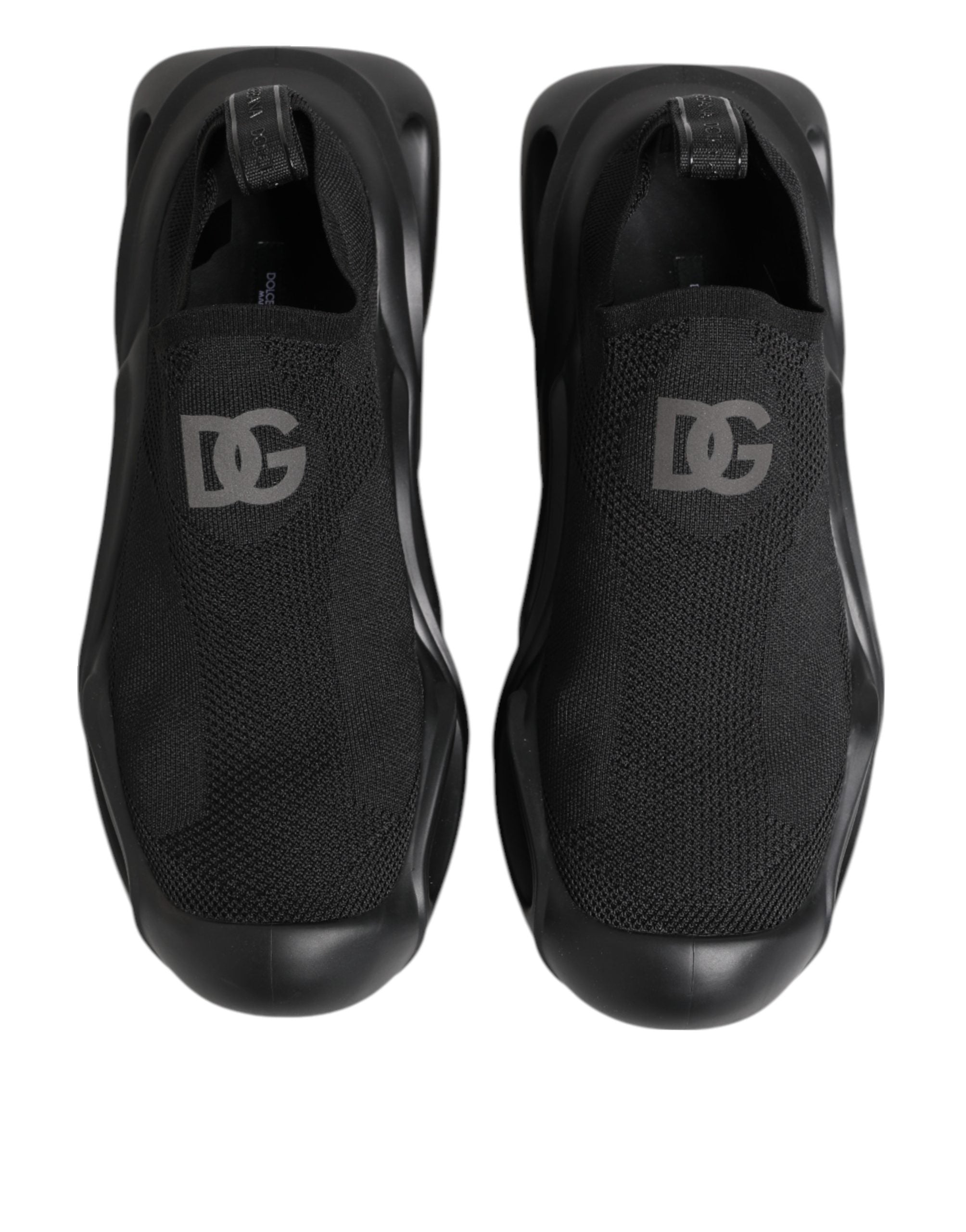 Dolce & Gabbana Schwarze Slip-On Wave Low-Top Sneaker Schuhe