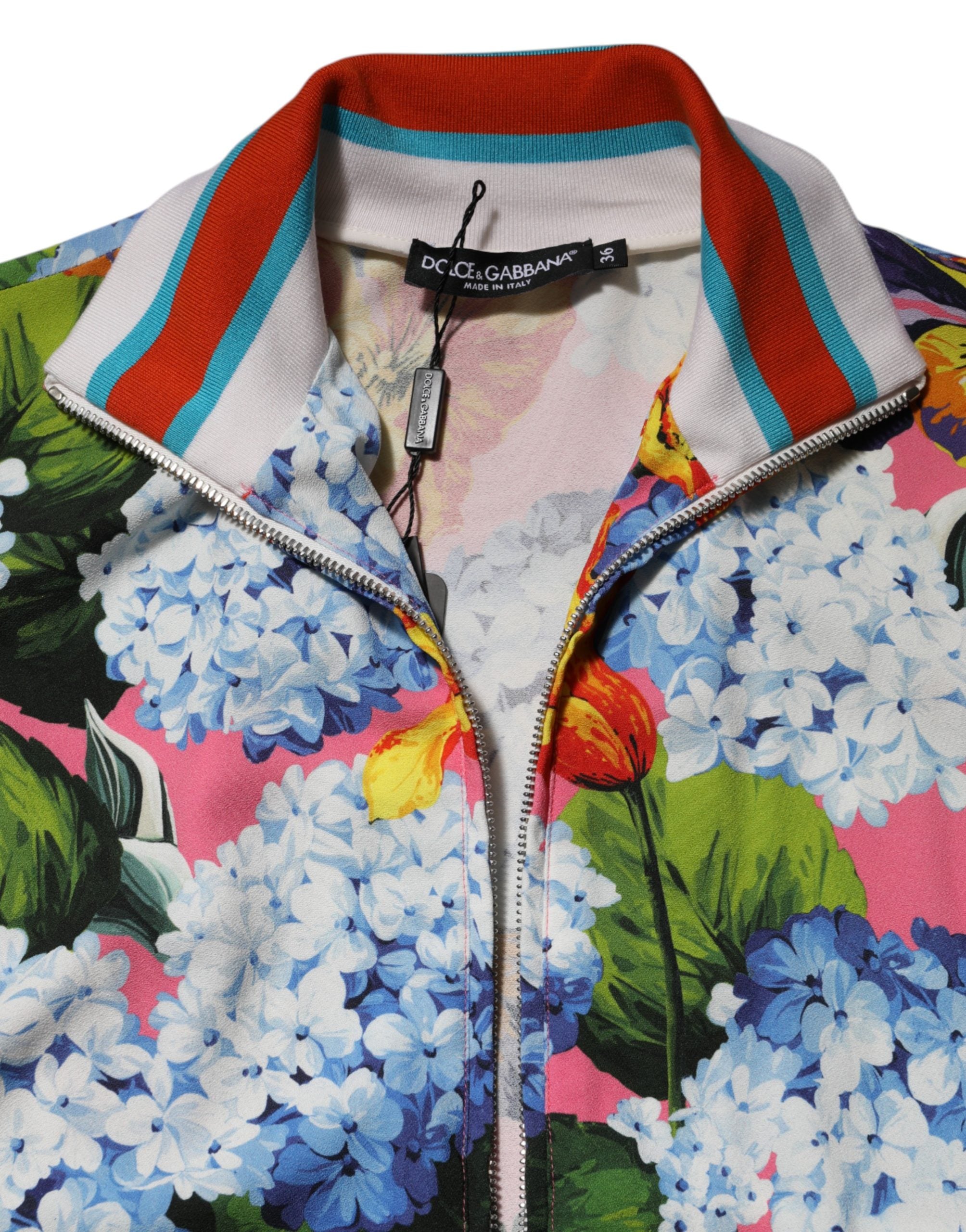 Dolce & Gabbana Mehrfarbige Blumenprint-Strickjacke mit Reißverschluss