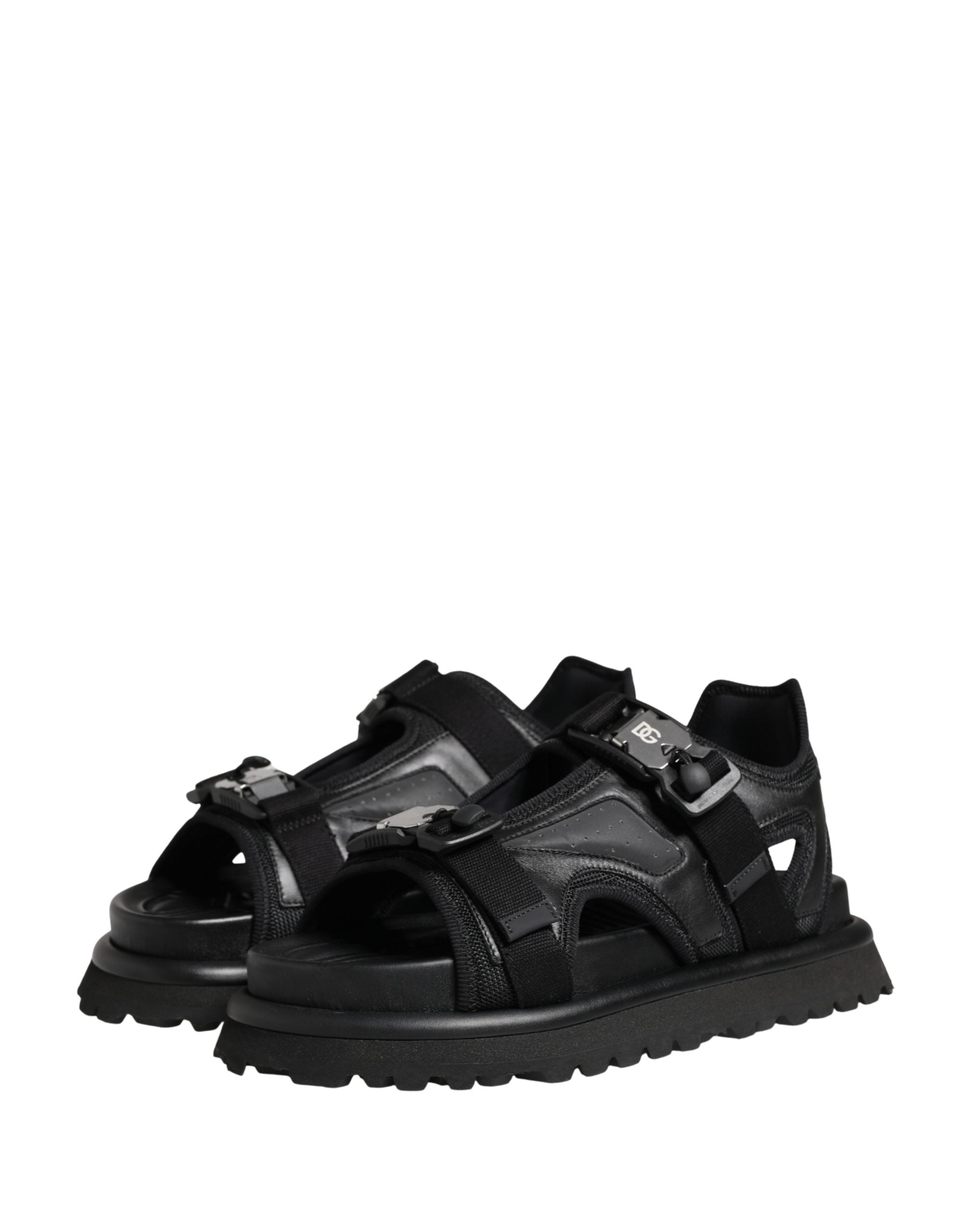 Dolce & Gabbana Schwarze Chunky Sandalen für Herren mit Logo-Details